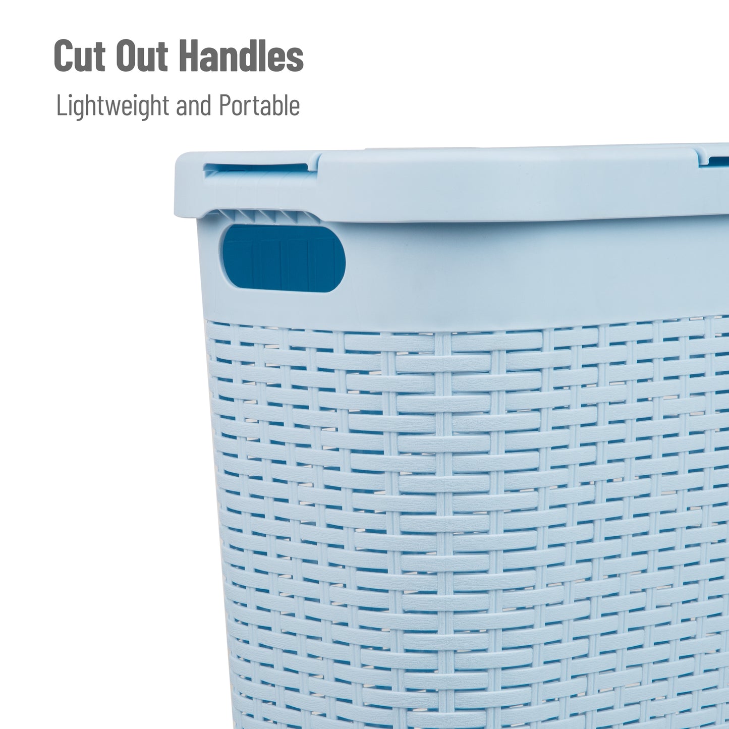 Mind Reader Slim Laundry Hamper with Lid, 40L Clothes Basket, Premium Wicker Design, Plastic