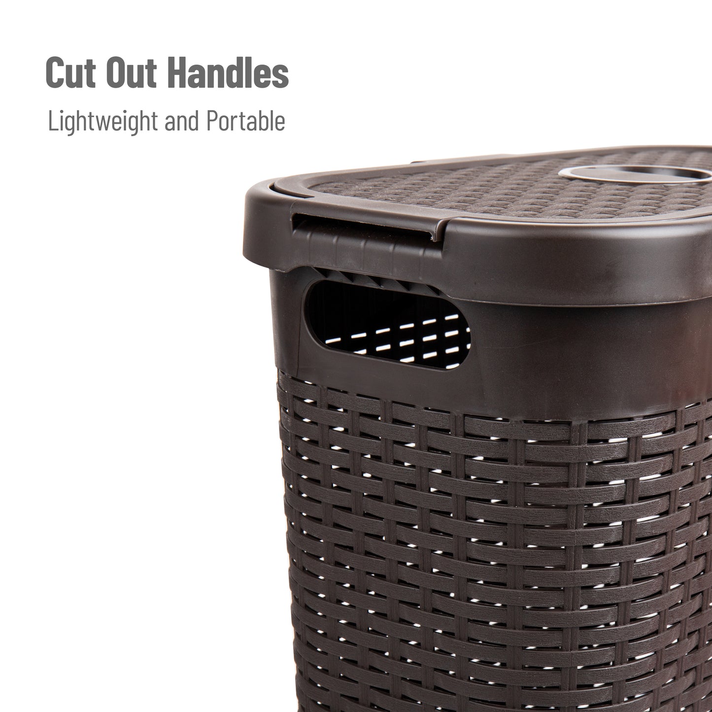 Mind Reader Slim Laundry Hamper with Lid, 40L Clothes Basket, Premium Wicker Design, Plastic