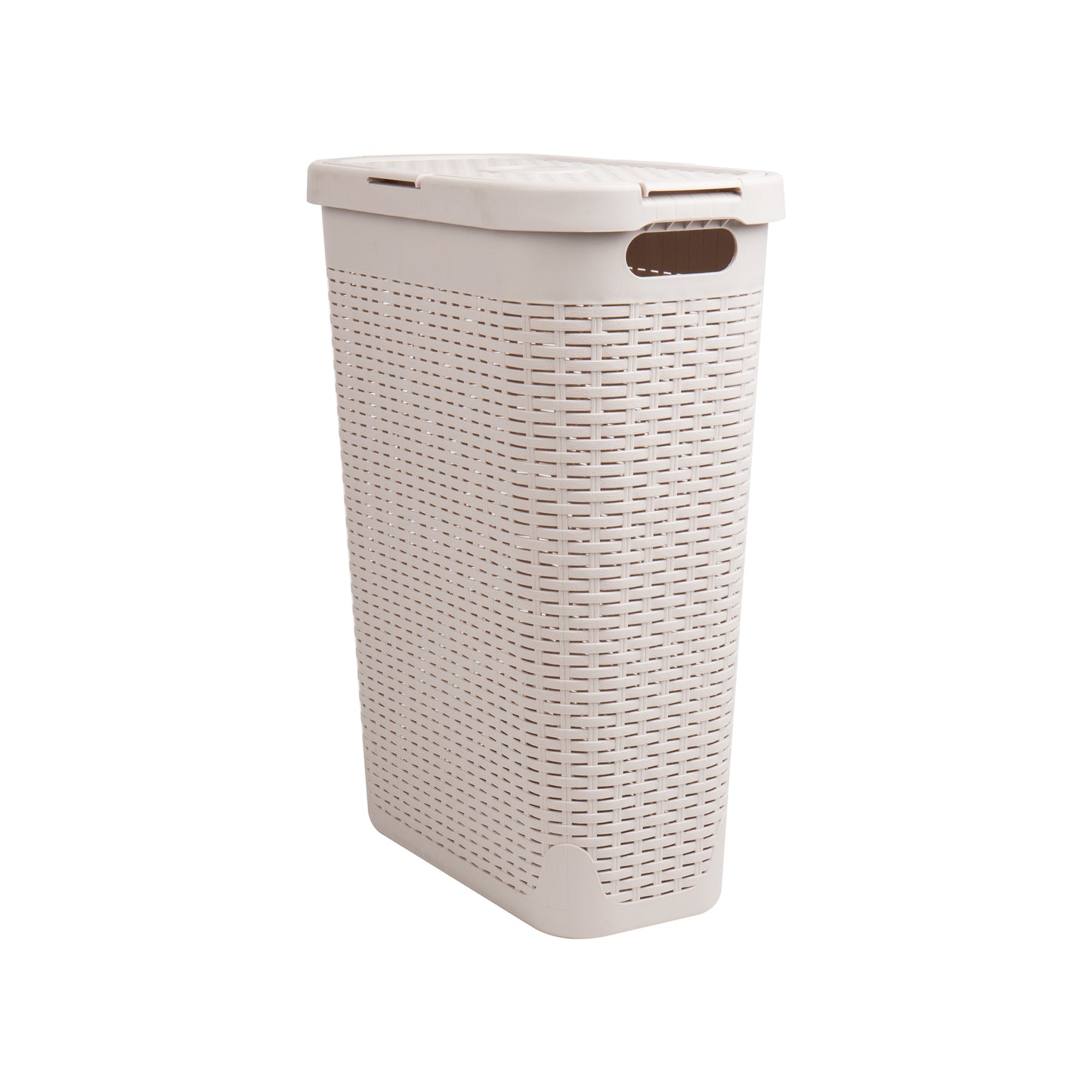 Mind Reader Slim Laundry Hamper with Lid, 40L Clothes Basket, Premium Wicker Design, Plastic