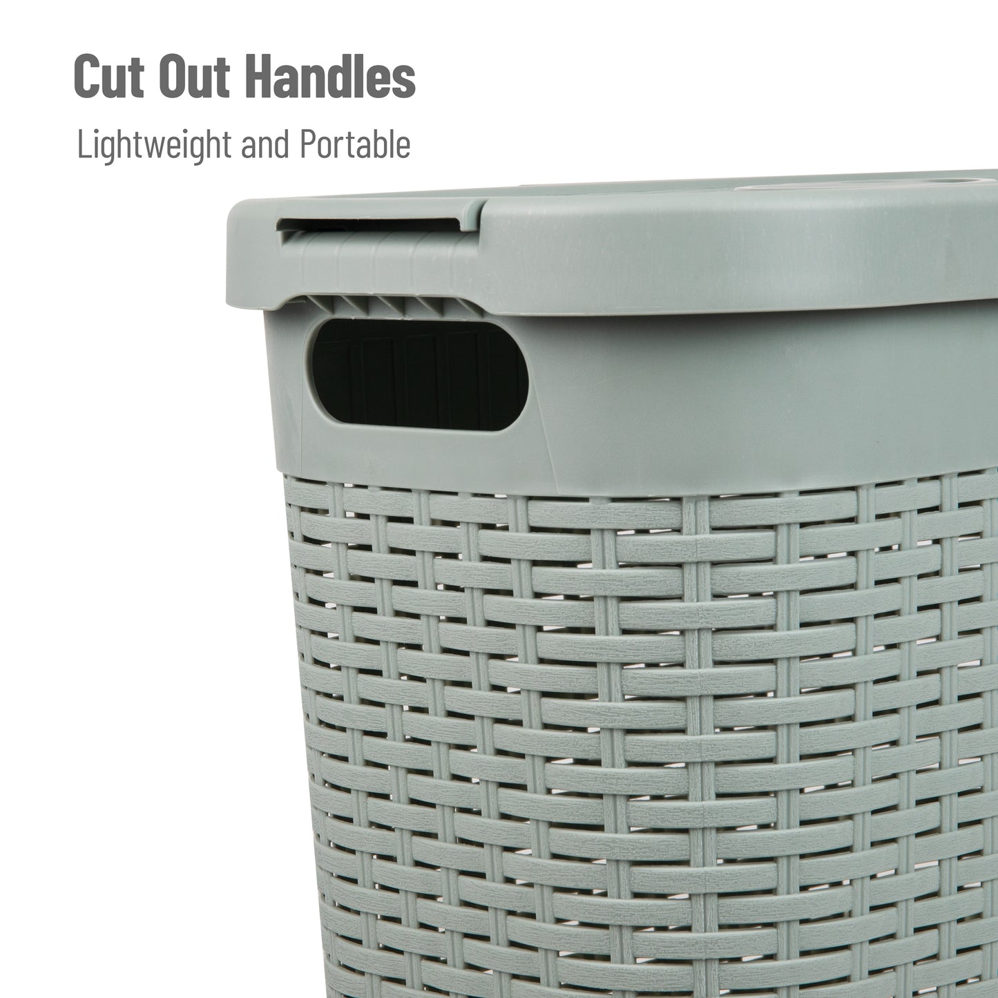 Mind Reader Slim Laundry Hamper with Lid, 40L Clothes Basket, Premium Wicker Design, Plastic