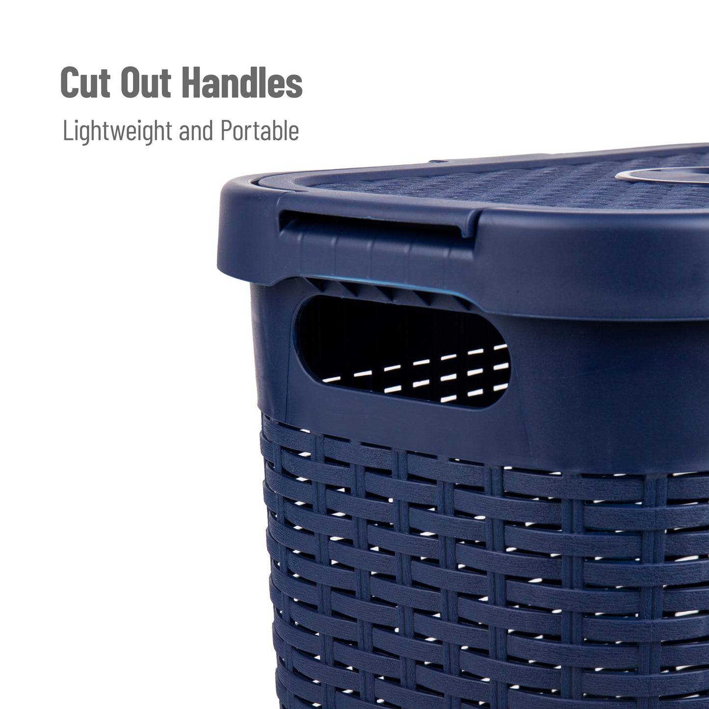 Mind Reader Slim Laundry Hamper with Lid, 40L Clothes Basket, Premium Wicker Design, Plastic