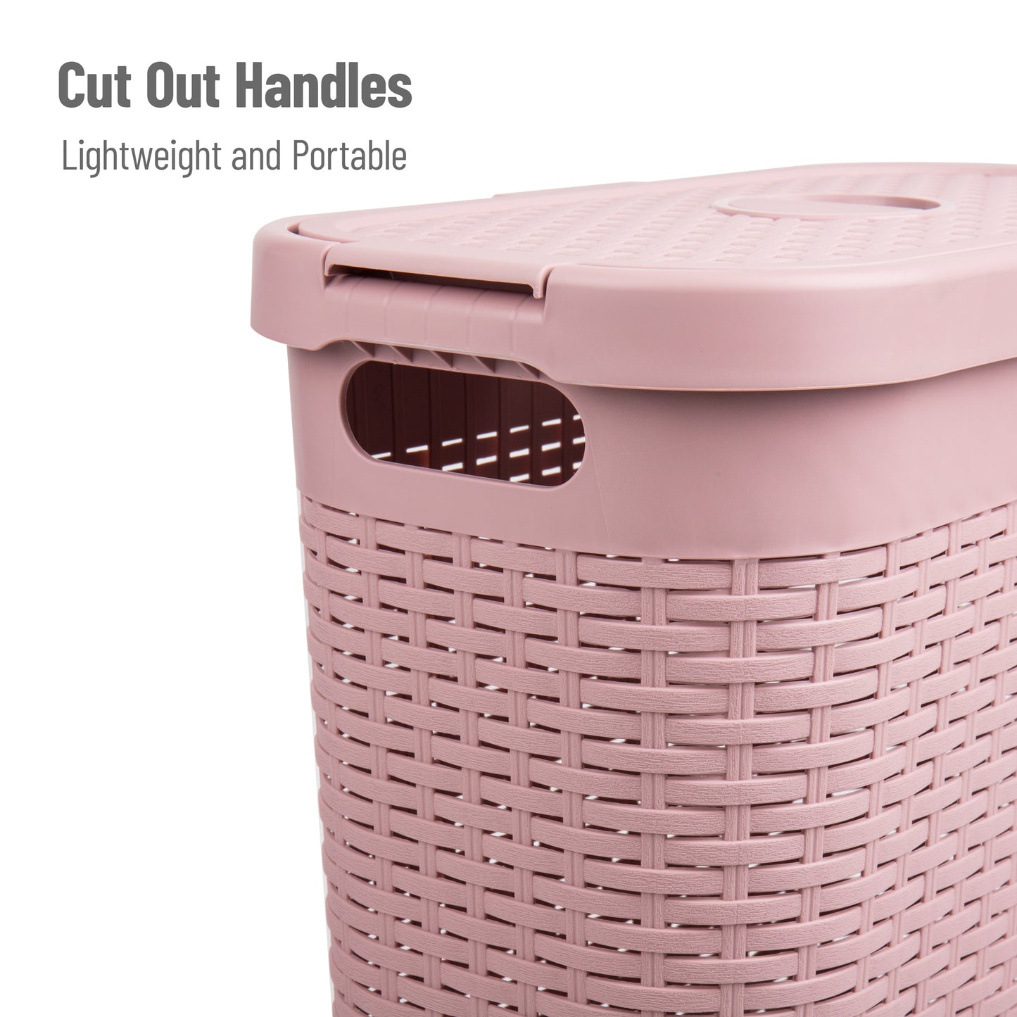 Mind Reader Slim Laundry Hamper with Lid, 40L Clothes Basket, Premium Wicker Design, Plastic