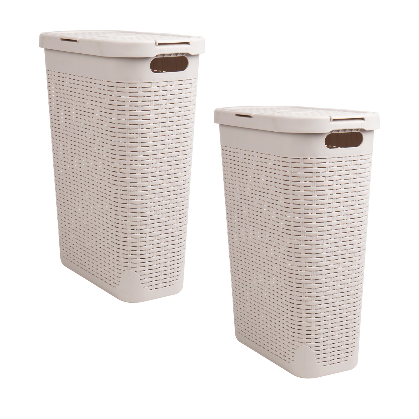 Mind Reader Slim Laundry Hamper with Lid, 40L Clothes Basket, Premium Wicker Design, Plastic