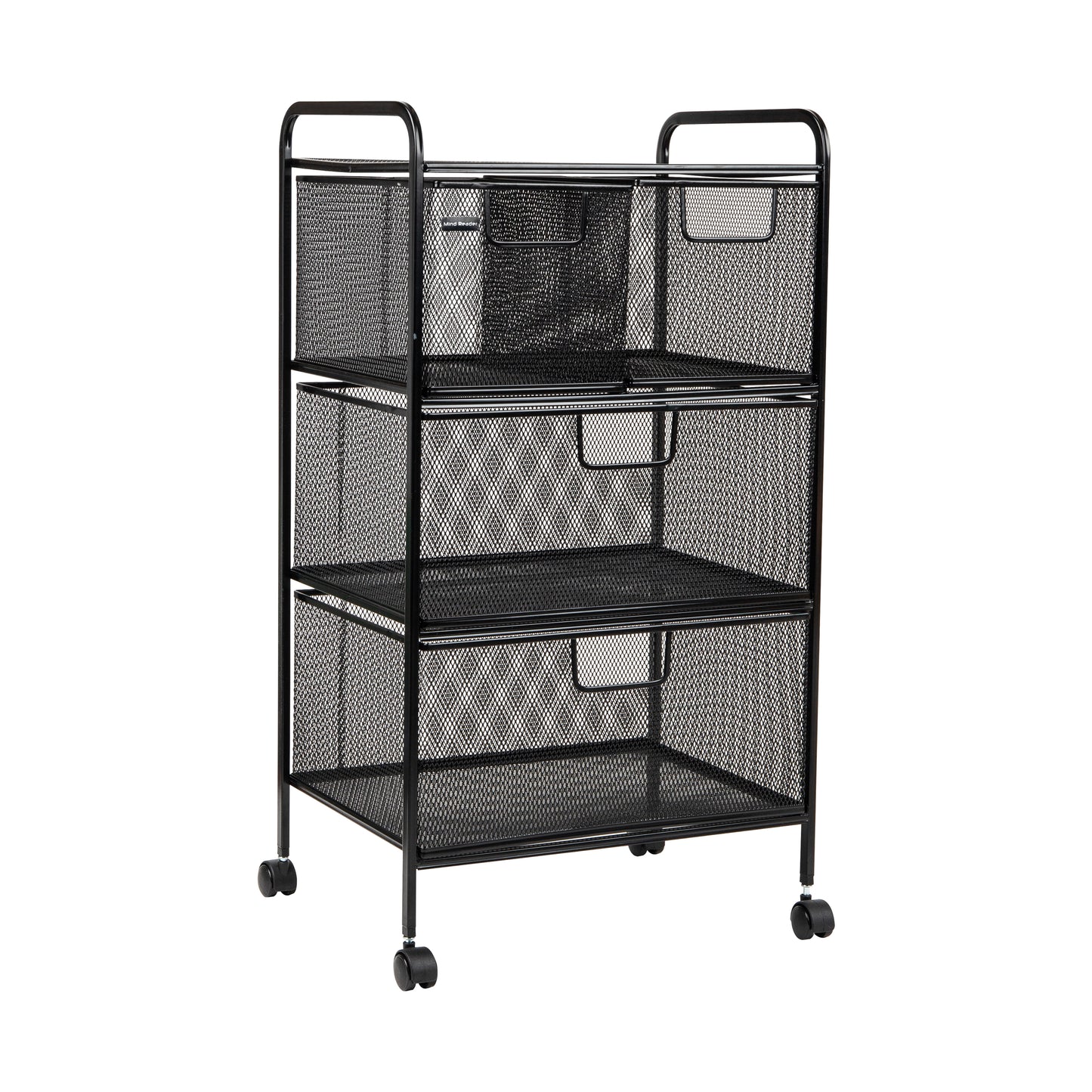 Mind Reader Cart with Drawers, Laundry Organizer, Utility Cart, Bathroom, Kitchen, Metal Mesh, Black