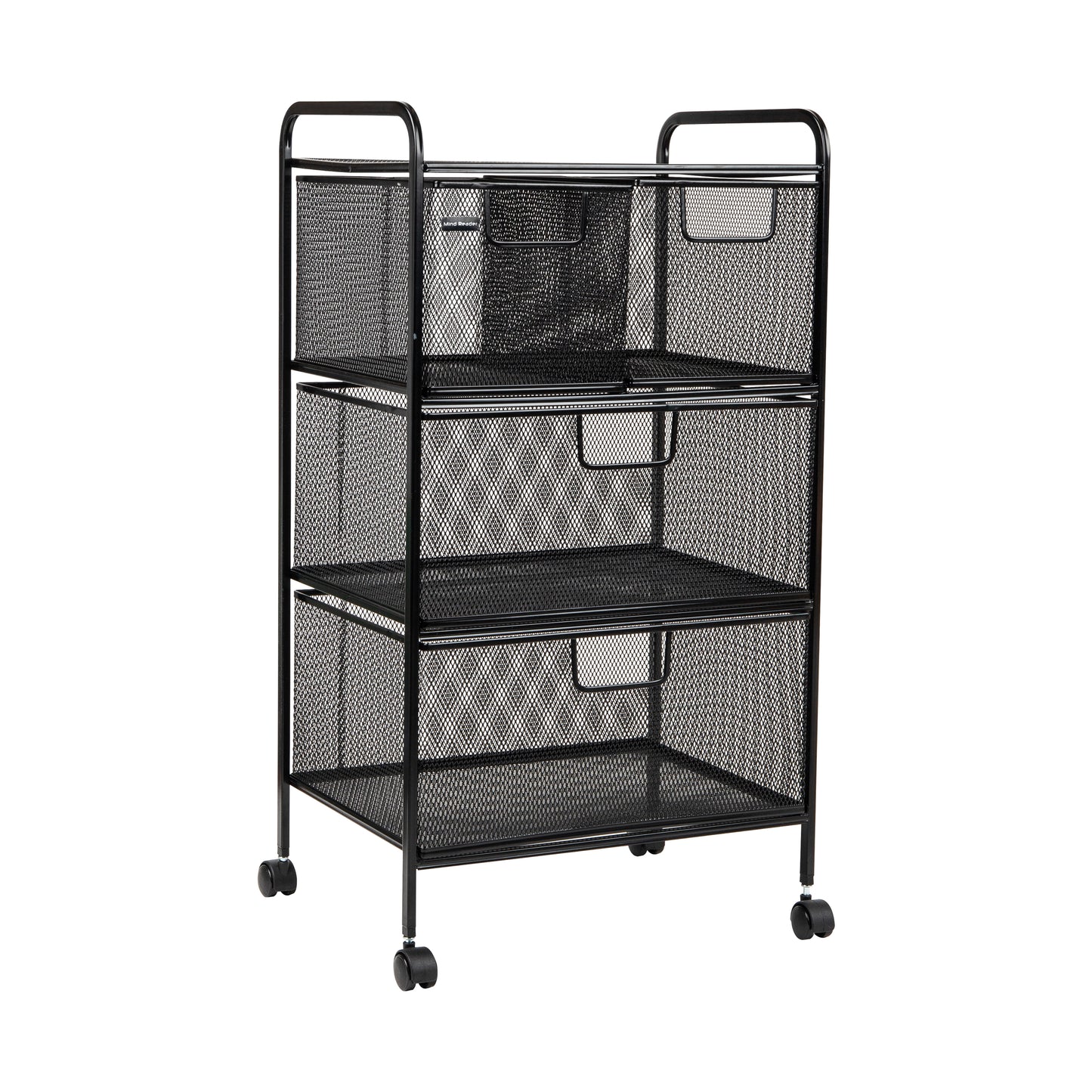 Mind Reader Cart with Drawers, Multipurpose Office Organizer, Utility Cart, Rolling Storage, Metal Mesh, Black