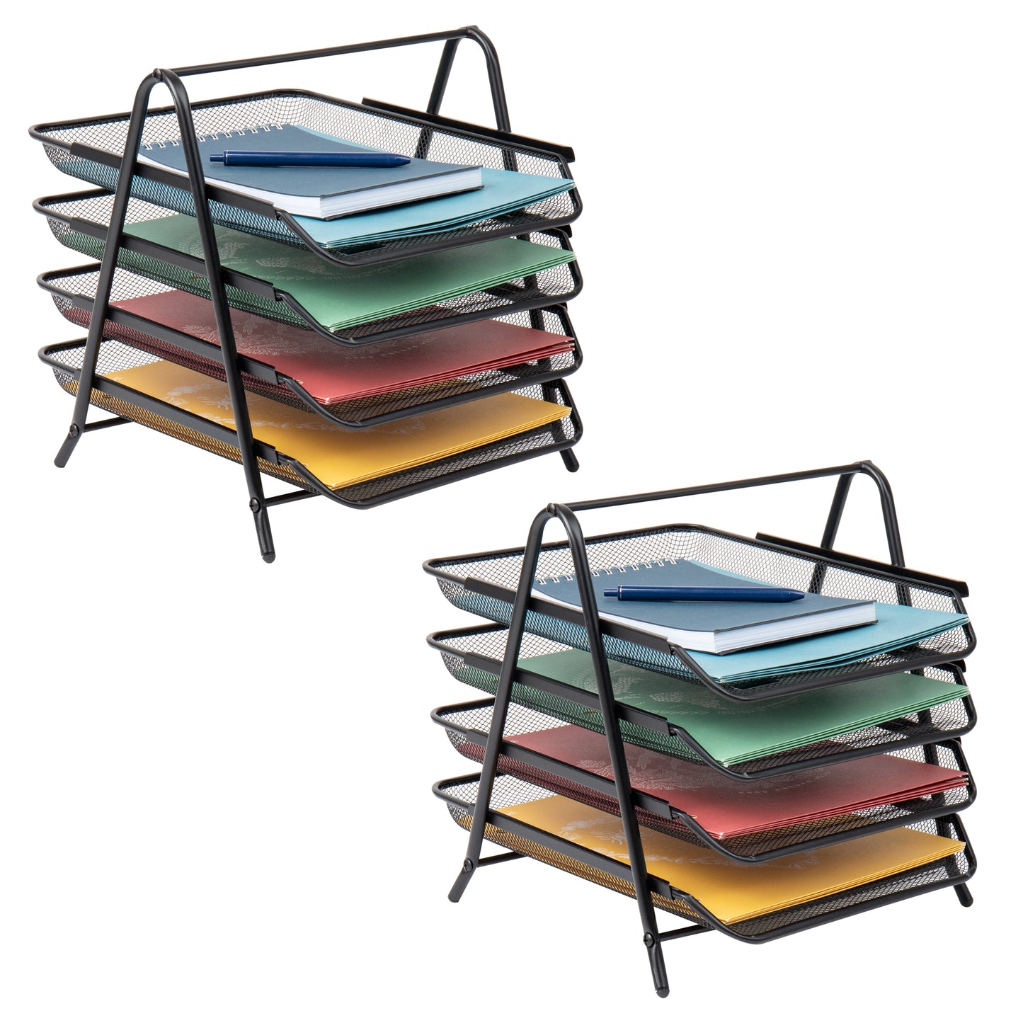 Mind Reader 4-Tier Paper Tray, Desktop Organizer, File Storage, Workspace, Office, Metal Mesh, 12"L x 13.75"W x 12.5"H