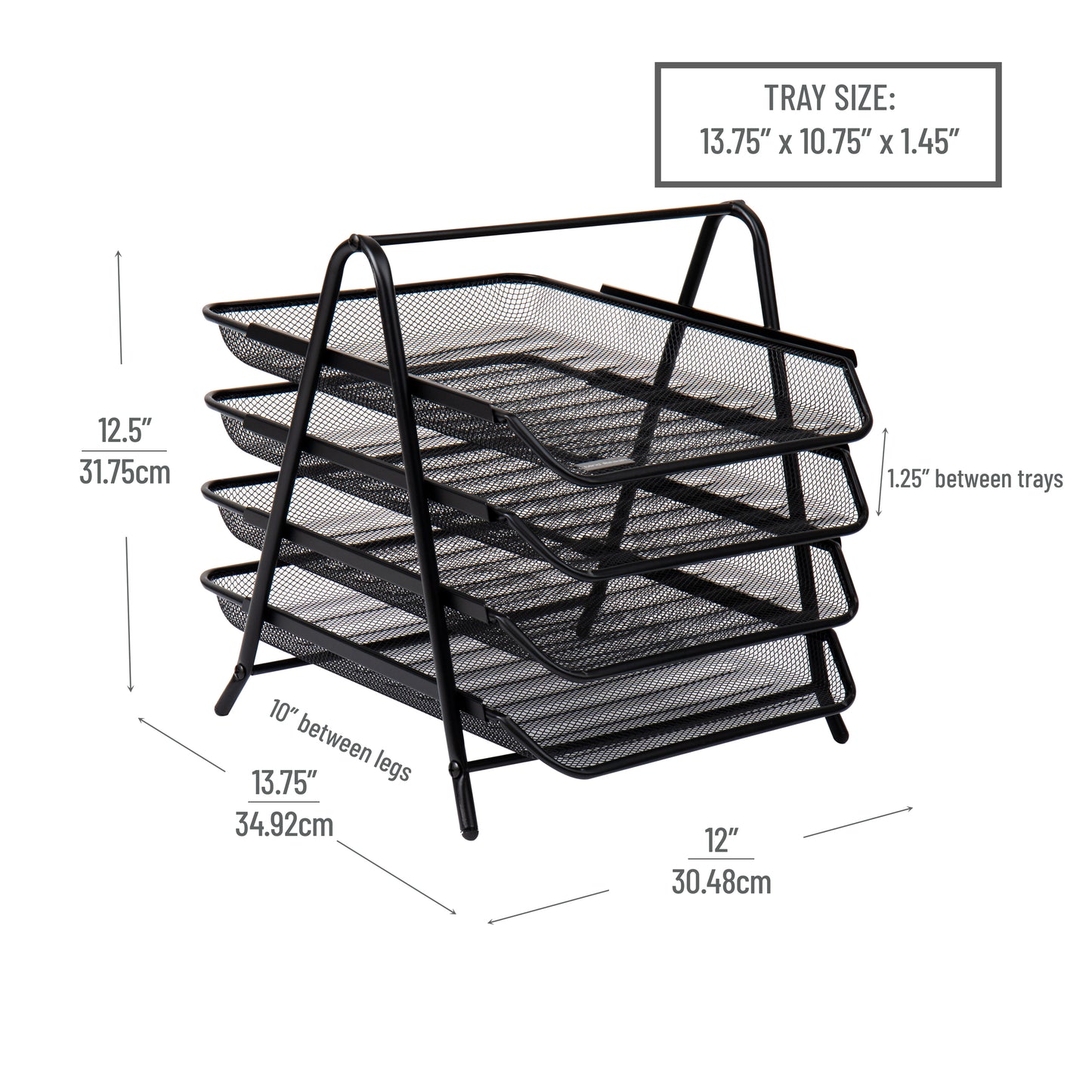Mind Reader Network Collection, 4-Tier Paper Tray, File Storage, Desktop Organizer, Metal Mesh
