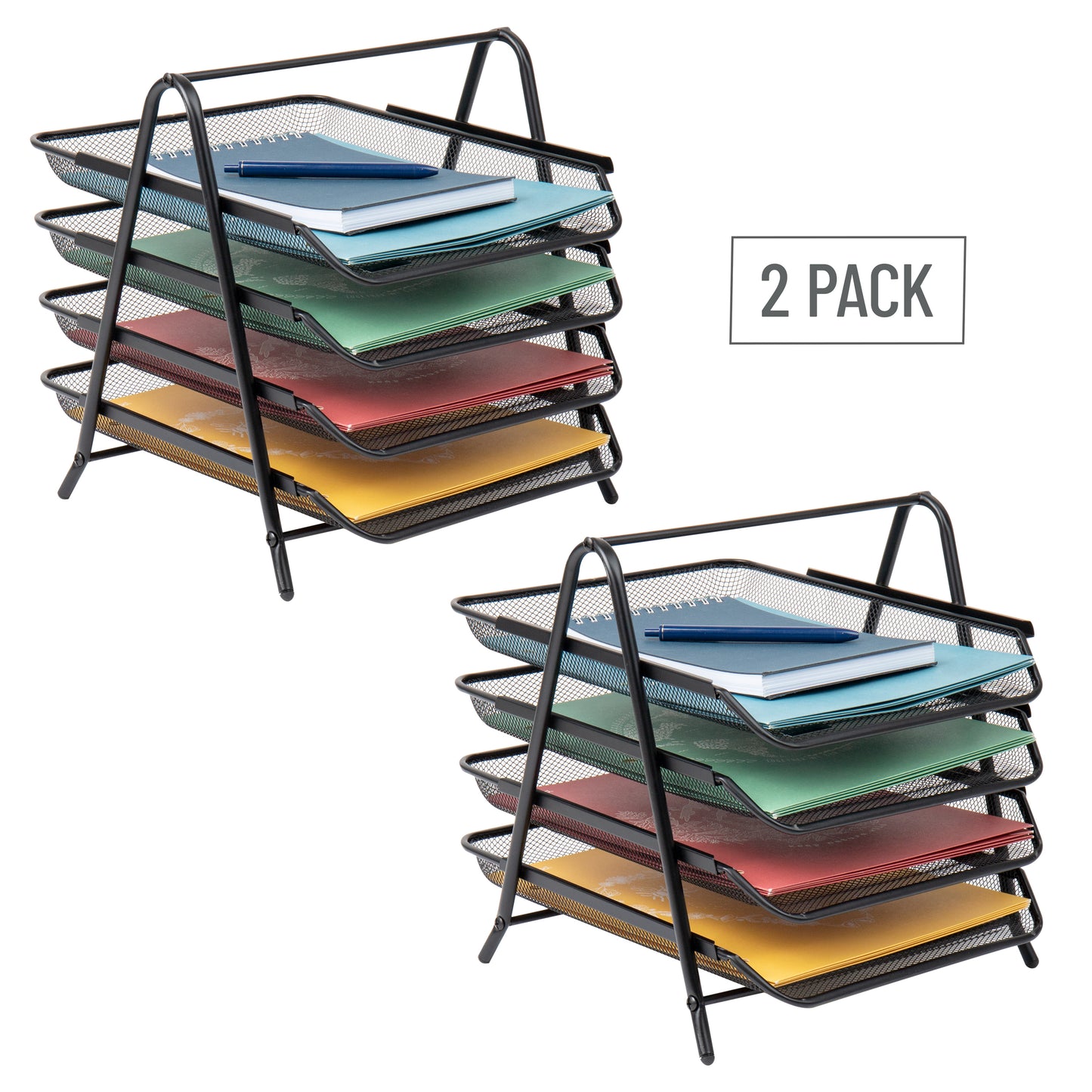 Mind Reader 4-Tier Paper Tray, Desktop Organizer, File Storage, Workspace, Office, Metal Mesh, 11.75"L x 13.75"W x 12.5"H