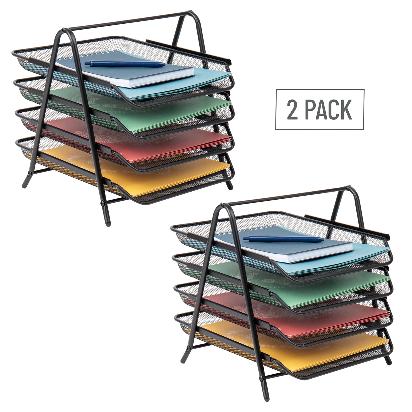 Mind Reader 4-Tier Paper Tray, Desktop Organizer, File Storage, Workspace, Office, Metal Mesh, 12"L x 13.75"W x 12.5"H