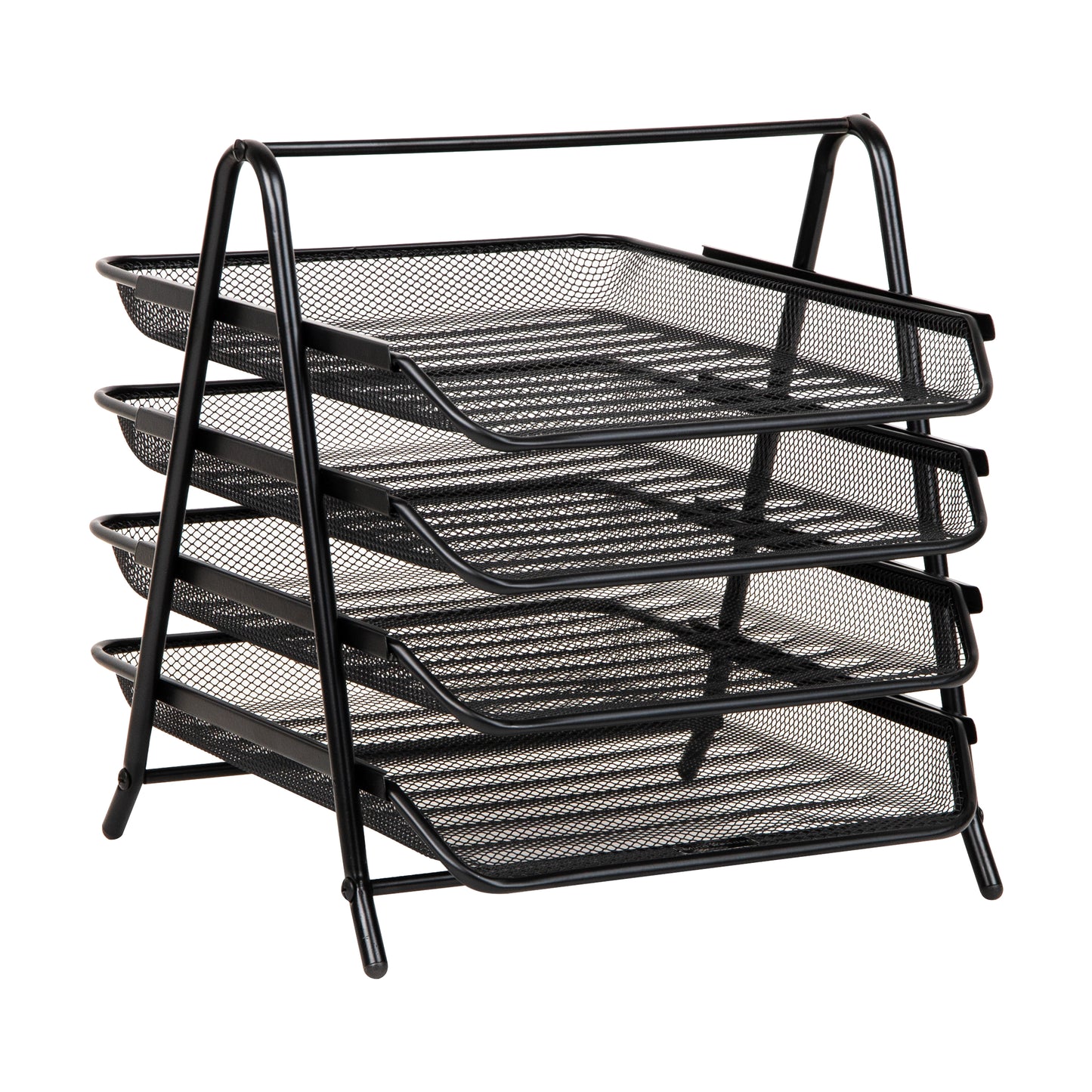 Mind Reader 4-Tier Paper Tray, Desktop Organizer, File Storage, Workspace, Office, Metal Mesh, 11.75"L x 13.75"W x 12.5"H