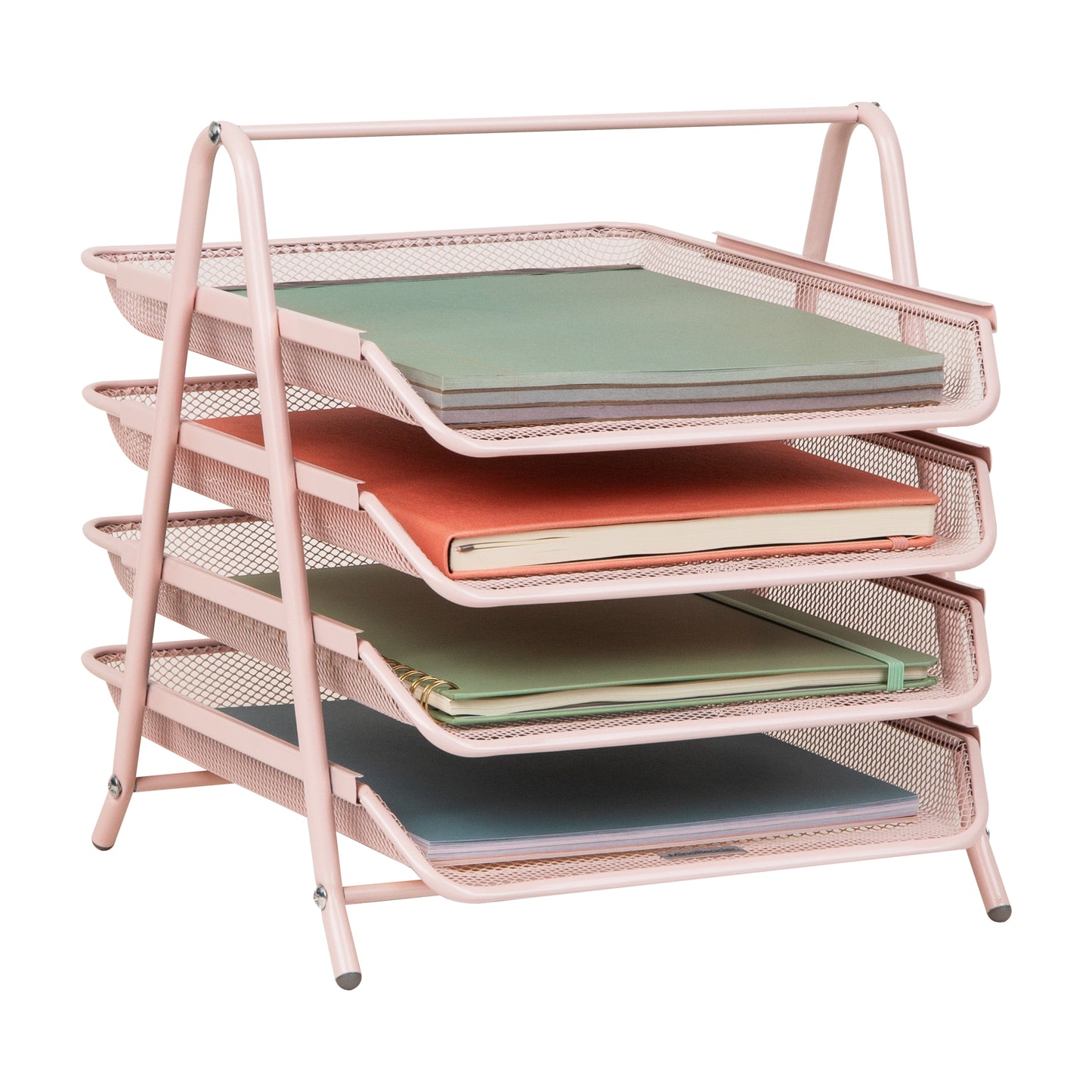Mind Reader 4-Tier Paper Tray, Desktop Organizer, File Storage, Workspace, Office, Metal Mesh, 11.75"L x 13.75"W x 12.5"H