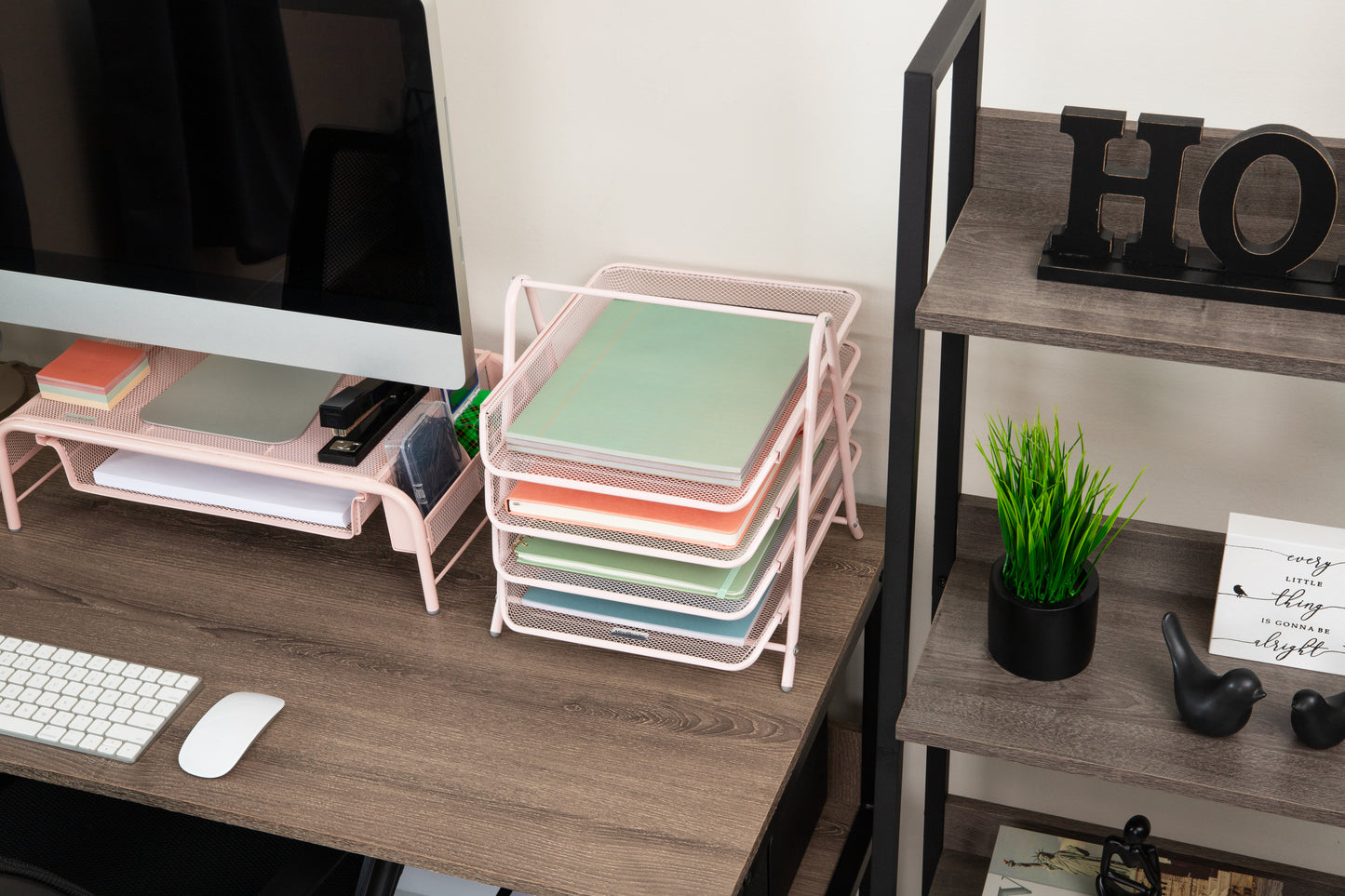 Mind Reader 4-Tier Paper Tray, Desktop Organizer, File Storage, Workspace, Office, Metal Mesh, 11.75"L x 13.75"W x 12.5"H