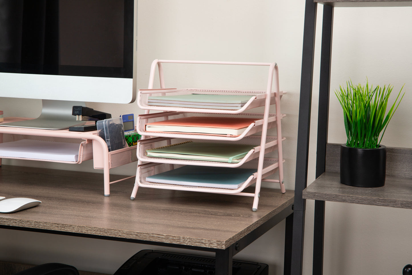 Mind Reader 4-Tier Paper Tray, Desktop Organizer, File Storage, Workspace, Office, Metal Mesh, 11.75"L x 13.75"W x 12.5"H