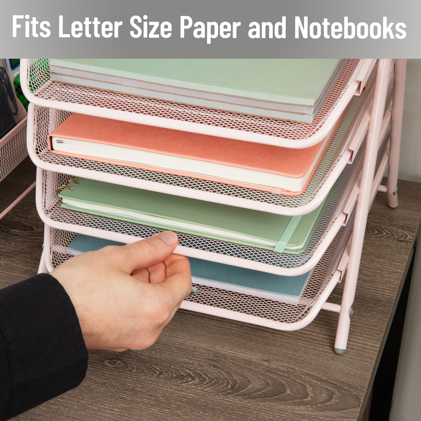 Mind Reader 4-Tier Paper Tray, Desktop Organizer, File Storage, Workspace, Office, Metal Mesh, 11.75"L x 13.75"W x 12.5"H