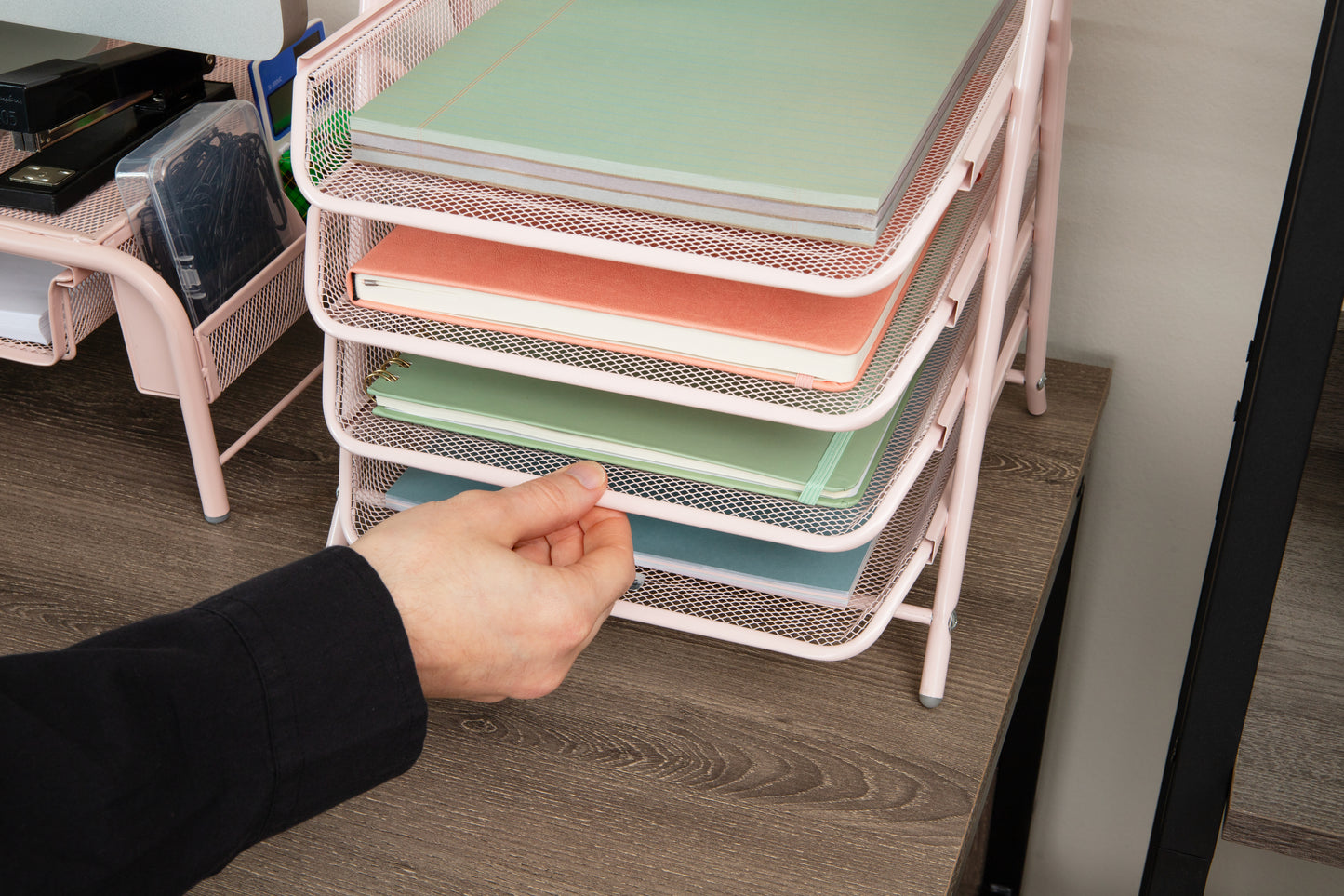 Mind Reader 4-Tier Paper Tray, Desktop Organizer, File Storage, Workspace, Office, Metal Mesh, 11.75"L x 13.75"W x 12.5"H