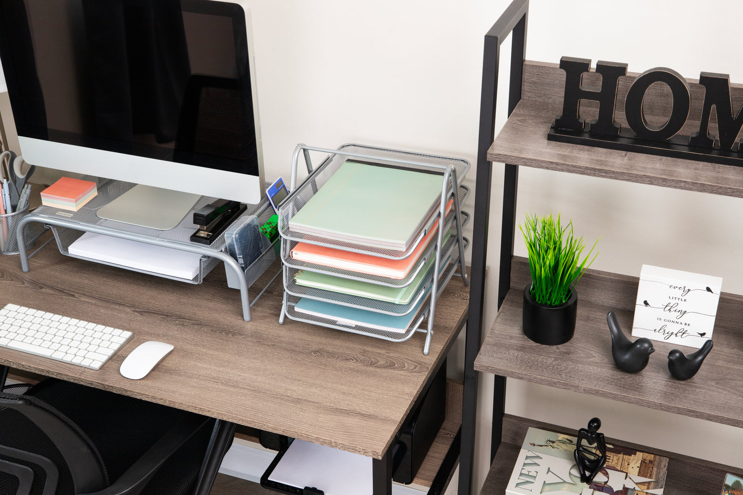Mind Reader 4-Tier Paper Tray, Desktop Organizer, File Storage, Workspace, Office, Metal Mesh, 11.75"L x 13.75"W x 12.5"H