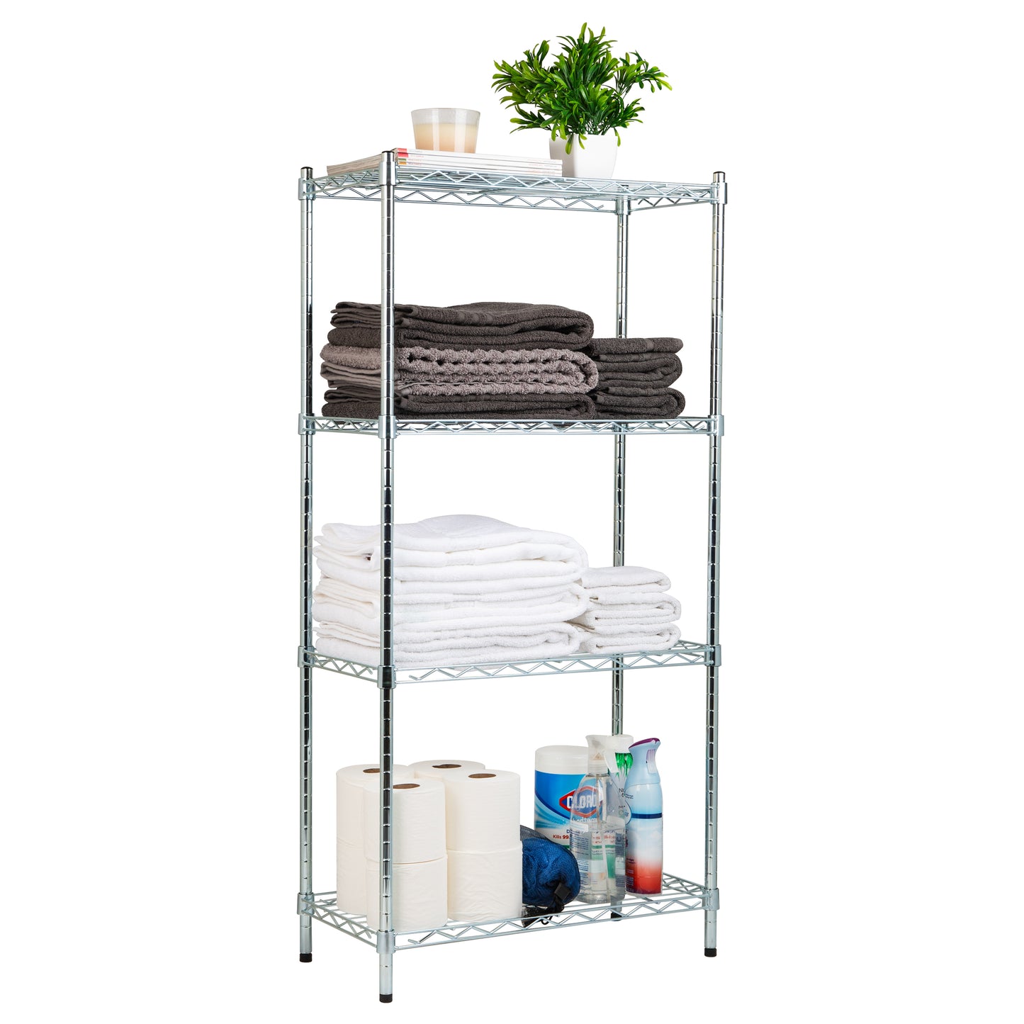 Mind Reader Storage Shelves, Garage Shelving, Storage Shelf, Pantry Org, Adjustable, Metal, 23.5"L x 11.75"W x 48"H, Silver