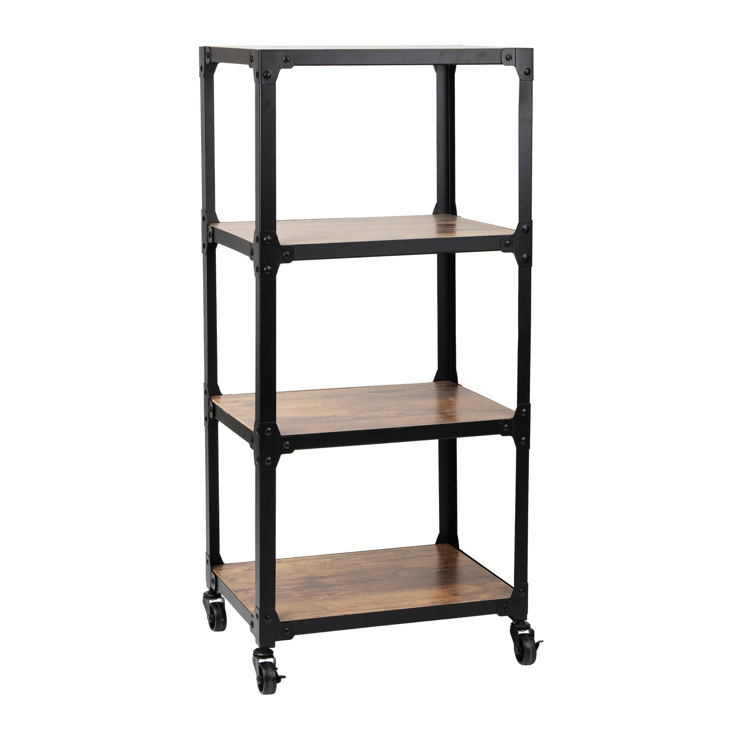 Mind Reader Bar Cart, Rolling Cart, Microwave Stand, Utility Cart, Coffee Cart, Wood,Metal, 17.85"L x 12"W x 39"H, Brown
