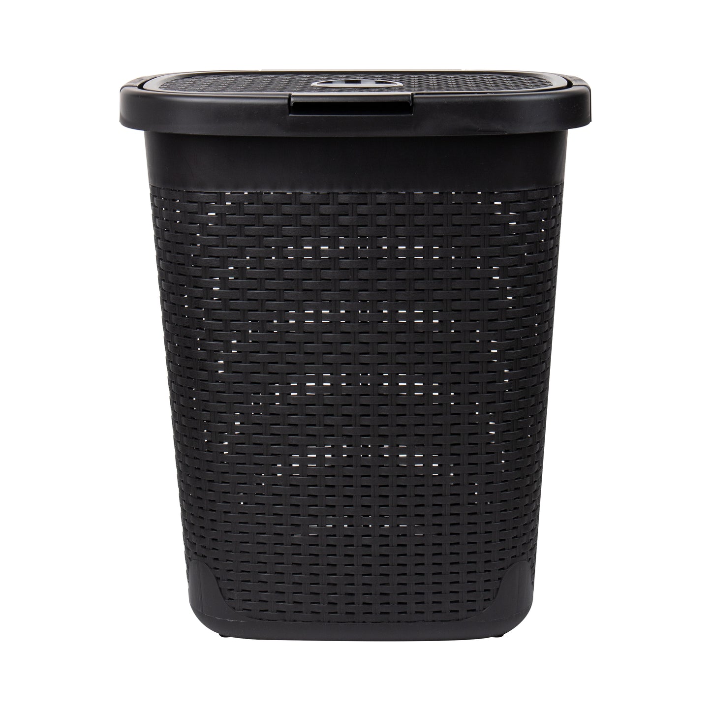 Mind Reader 50L Slim Laundry Hamper, Clothes Basket, Lid, Wicker Design, Plastic, 17.65"L x 13.75"W x 21"H