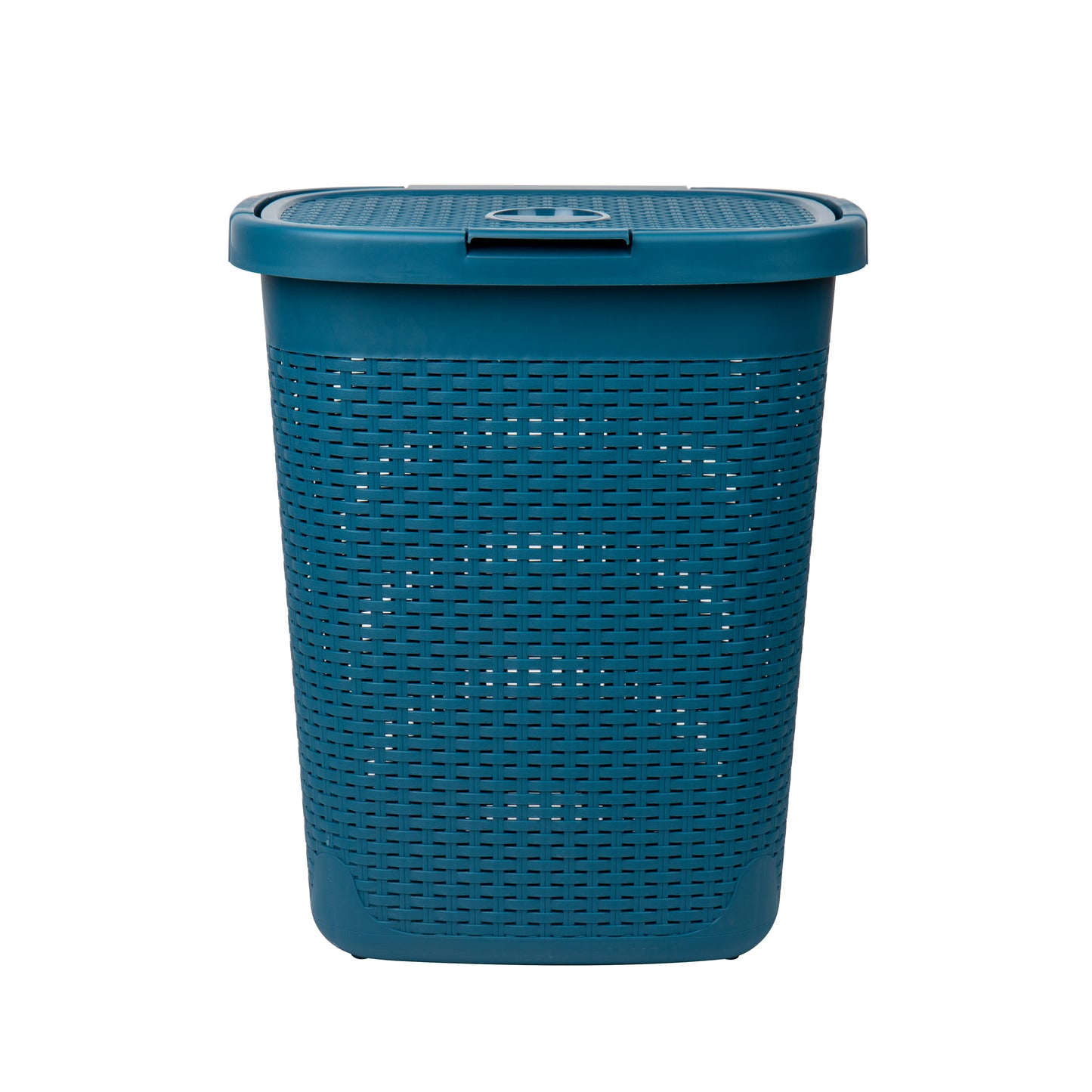 Mind Reader 50L Slim Laundry Hamper, Clothes Basket, Lid, Wicker Design, Plastic, 17.65"L x 13.75"W x 21"H