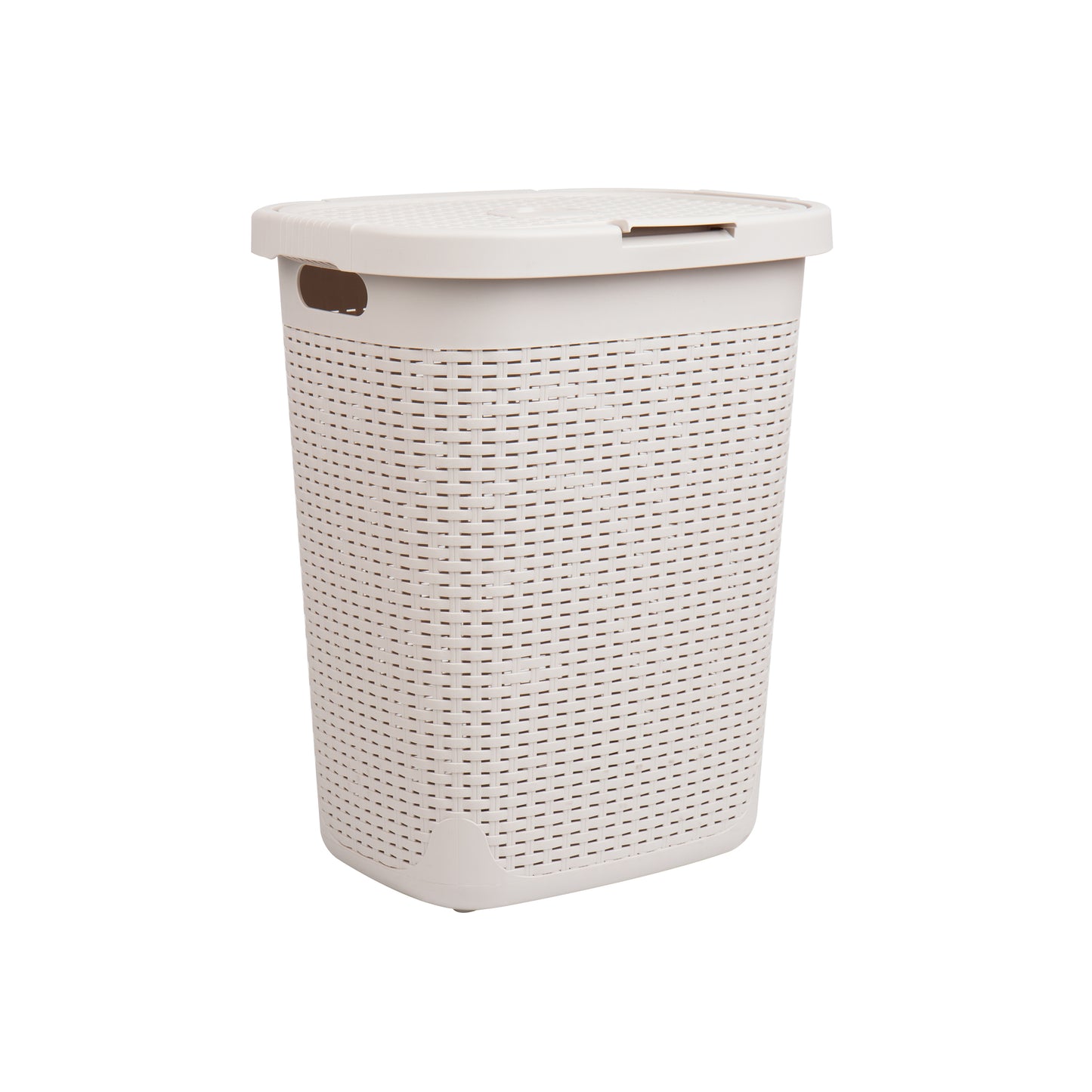 Mind Reader 50L Slim Laundry Hamper, Clothes Basket, Lid, Wicker Design, Plastic, 17.65"L x 13.75"W x 21"H