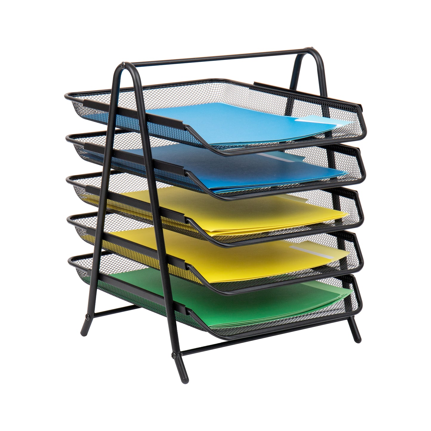 Mind Reader Paper Tray and File Folder Set, Desktop Organizer, Storage, Office, Metal Mesh, Black