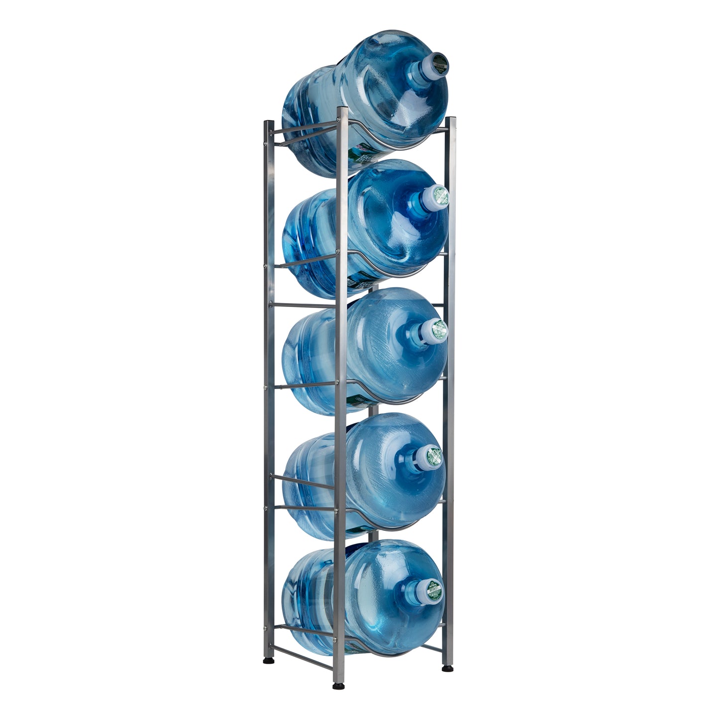 Mind Reader Water Jug Stand, Holds three or four 5 Gallon Jugs, Water Cooler, Rack, Wheels, Metal, 16.5"L x 13.75"W, Gray