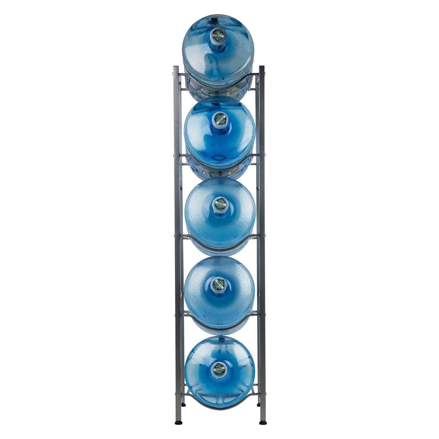Mind Reader Water Jug Stand, Holds three or four 5 Gallon Jugs, Water Cooler, Rack, Wheels, Metal, 16.5"L x 13.75"W, Gray