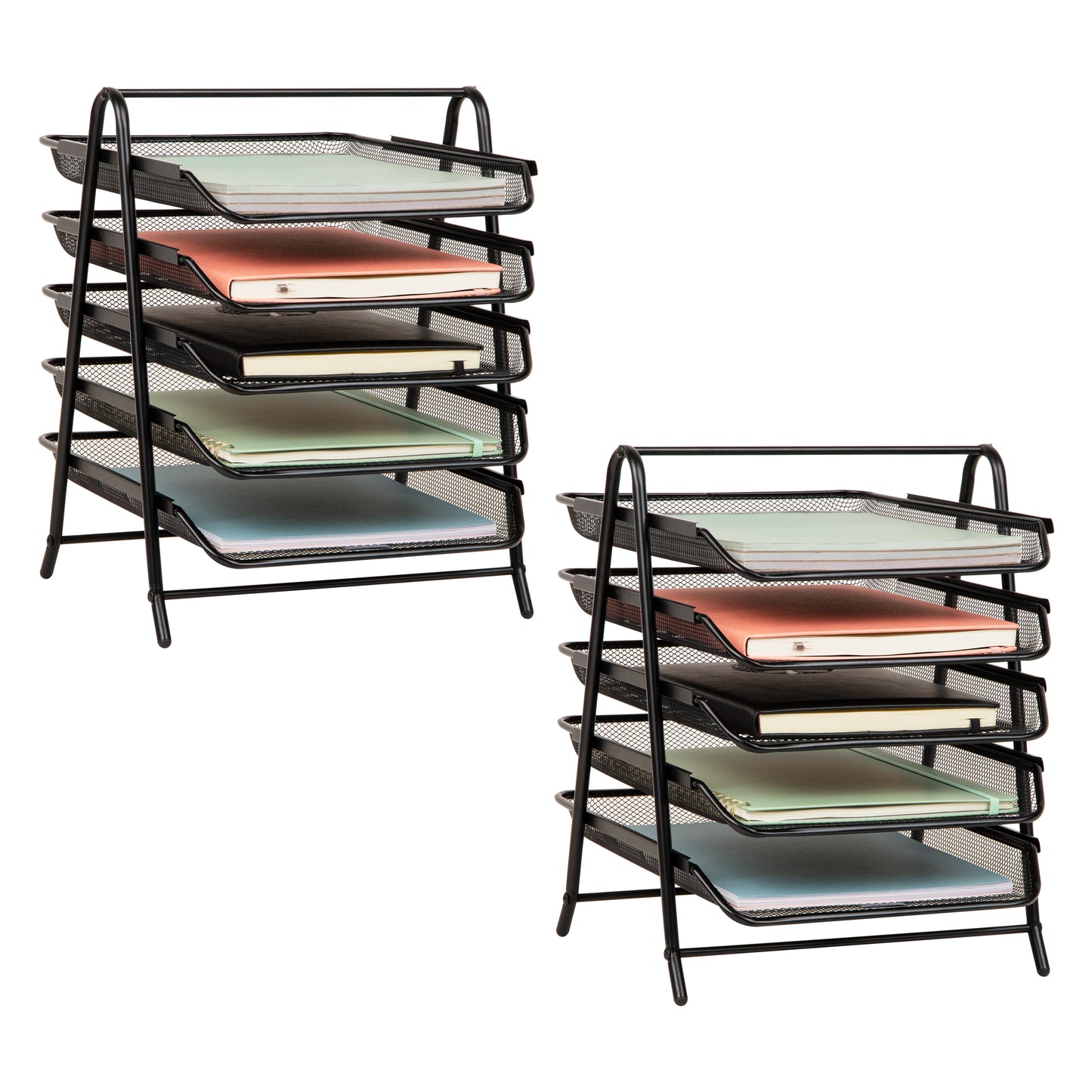 Mind Reader 5-Tier Paper Tray, Desktop Organizer, File Storage, Workspace, Office, Metal Mesh, 11.75"L x 14"W x 15"H