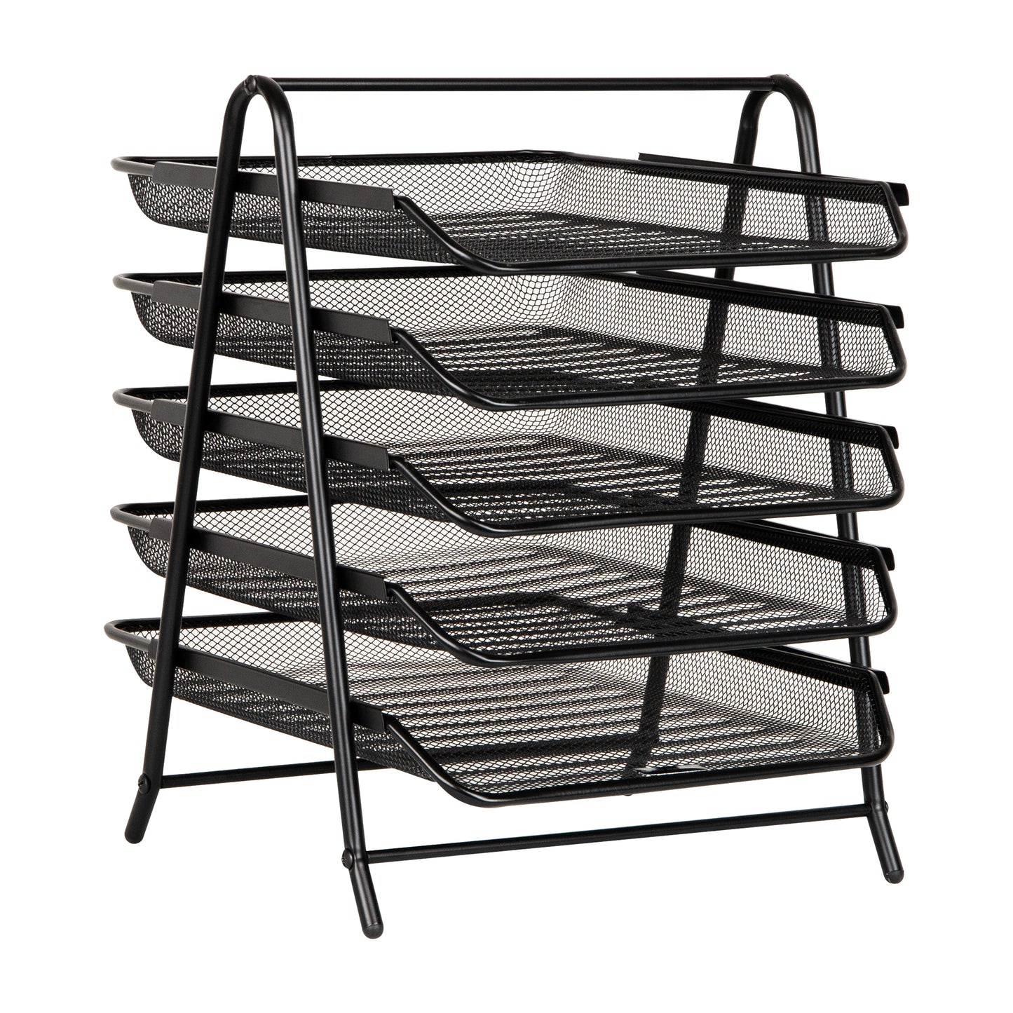 Mind Reader 5-Tier Paper Tray, Desktop Organizer, File Storage, Workspace, Office, Metal Mesh, 11.75"L x 14"W x 15"H