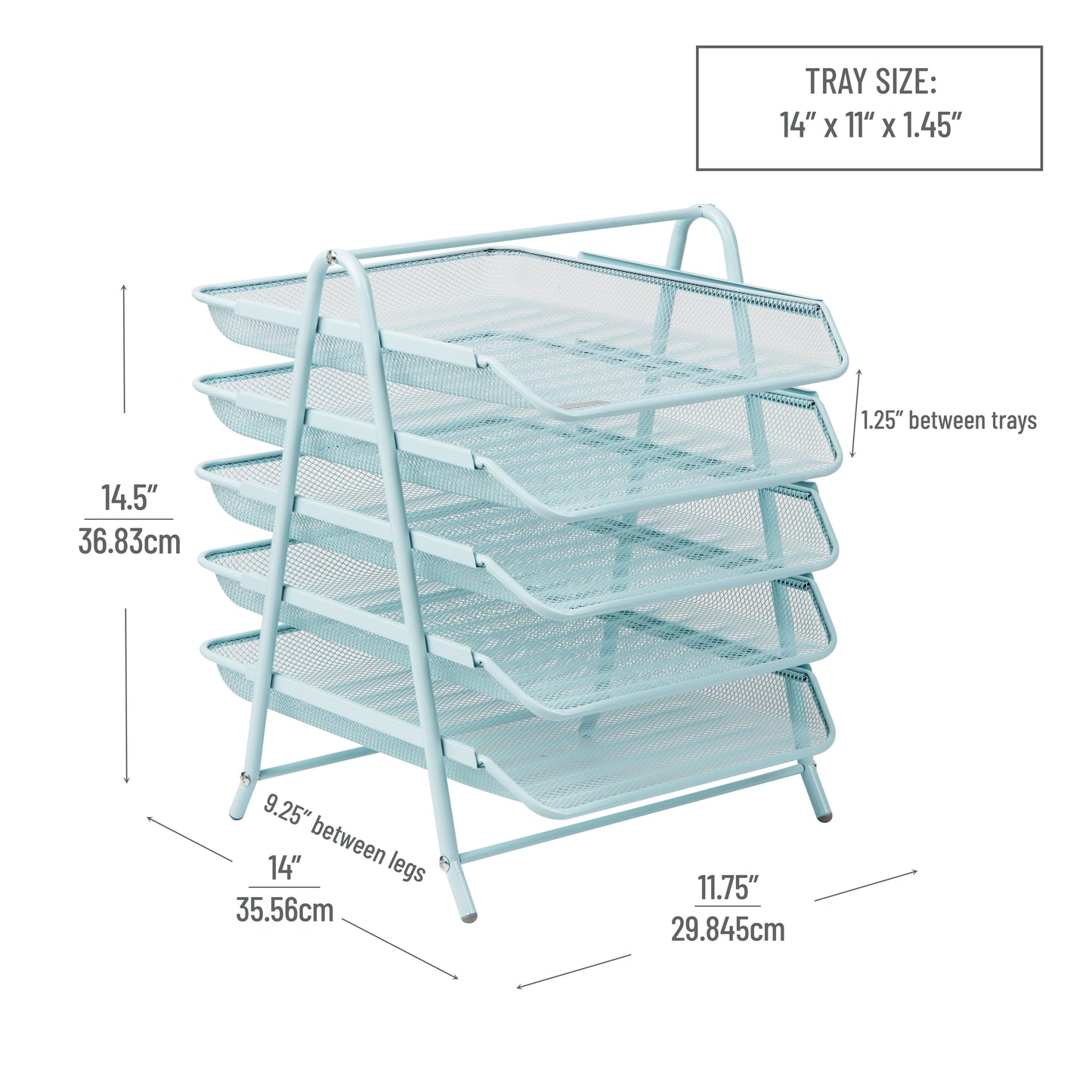 Mind Reader 5-Tier Paper Tray, Desktop Organizer, File Storage, Workspace, Office, Metal Mesh, 11.75"L x 14"W x 14.5"H