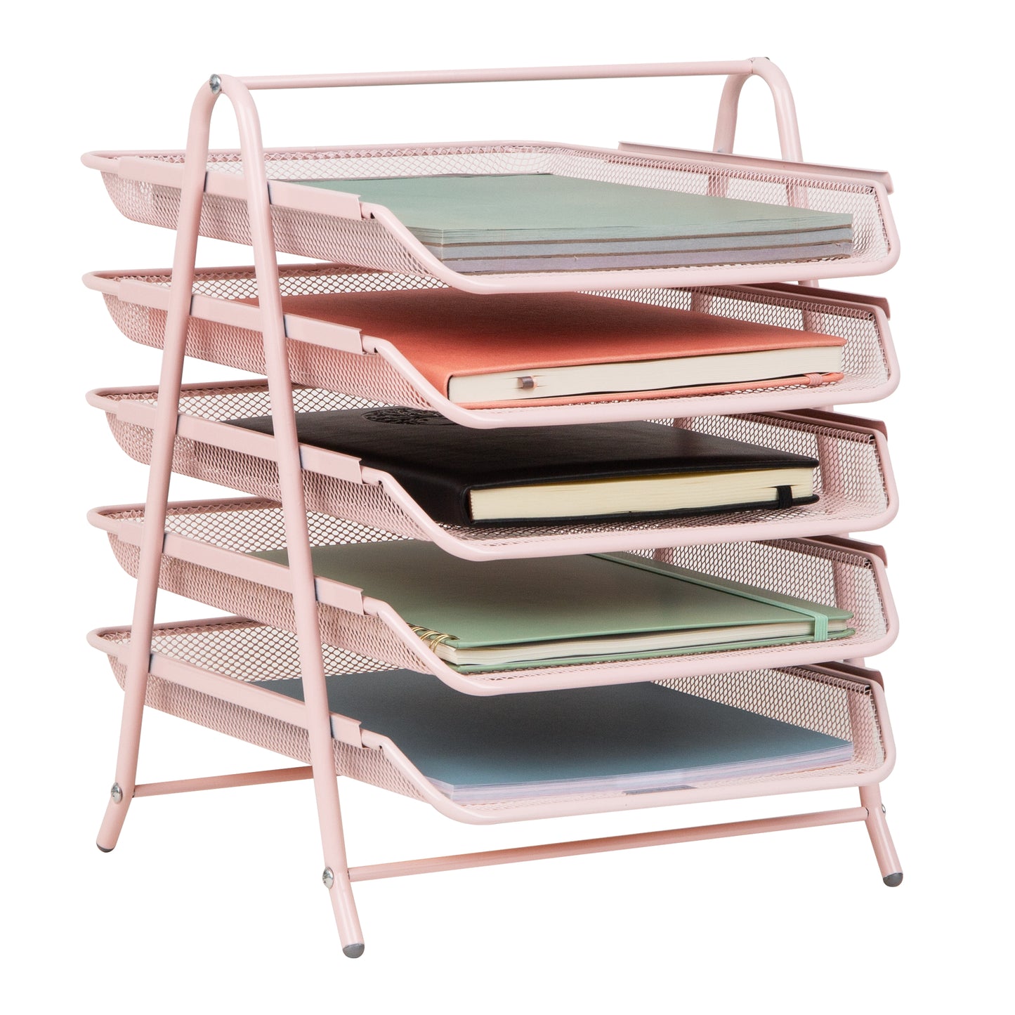 Mind Reader 5-Tier Paper Tray, Desktop Organizer, File Storage, Workspace, Office, Metal Mesh, 11.75"L x 14"W x 15"H