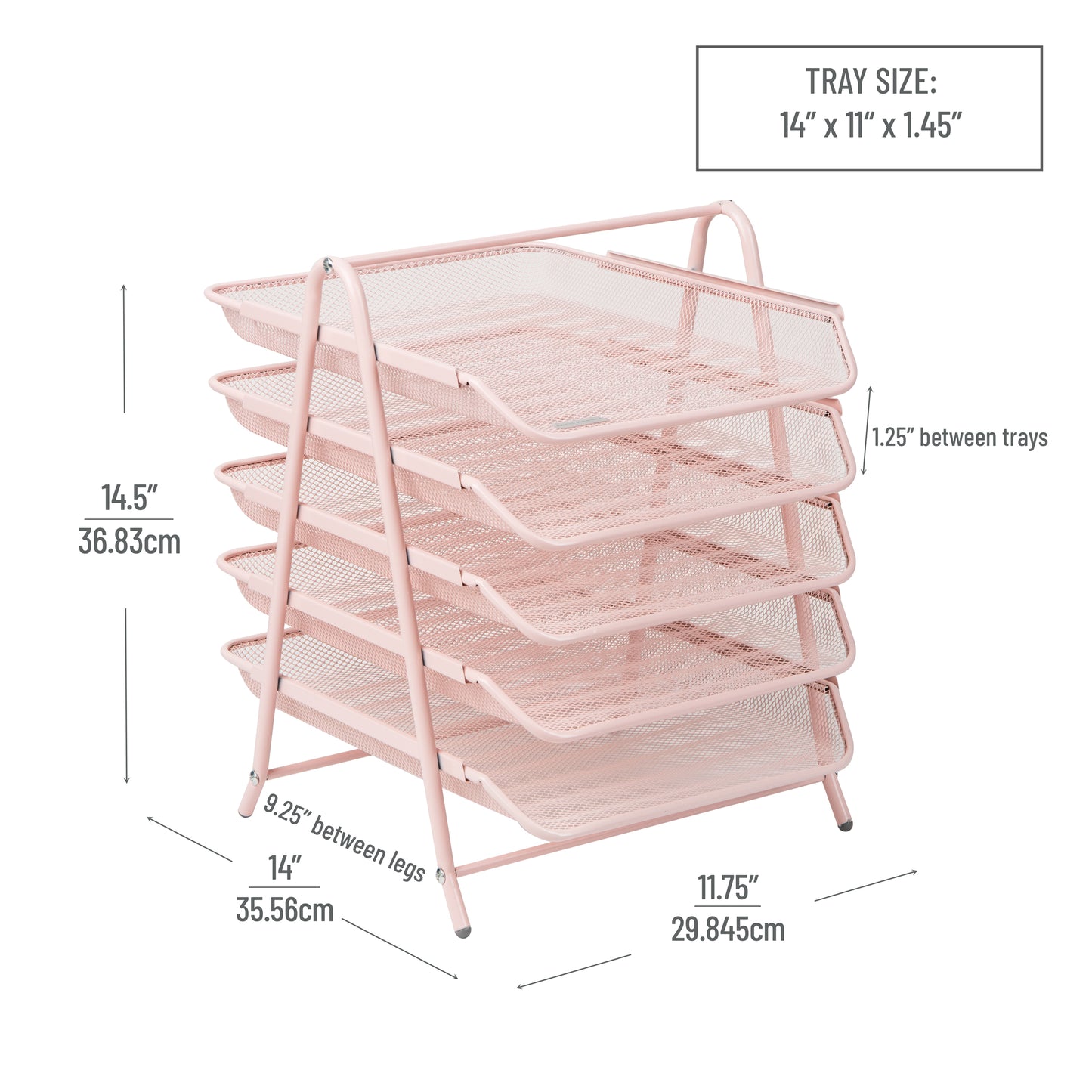 Mind Reader 5-Tier Paper Tray, Desktop Organizer, File Storage, Workspace, Office, Metal Mesh, 11.75"L x 14"W x 14.5"H