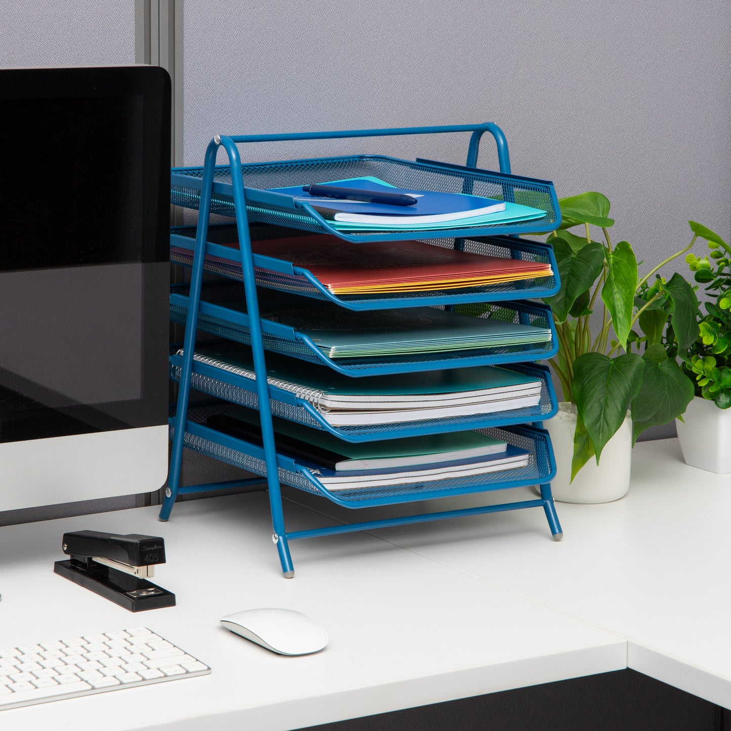 Mind Reader Network Collection, 5-Tier Paper Tray, File Storage, Desktop Organizer, Metal Mesh