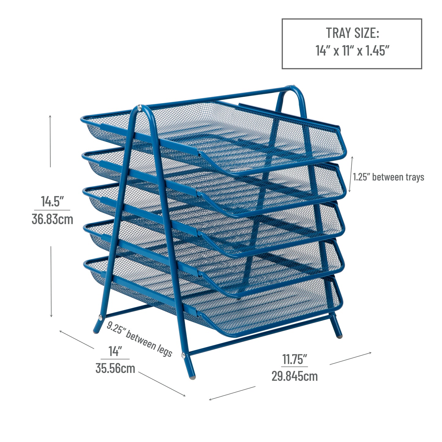 Mind Reader Network Collection, 5-Tier Paper Tray, File Storage, Desktop Organizer, Metal Mesh