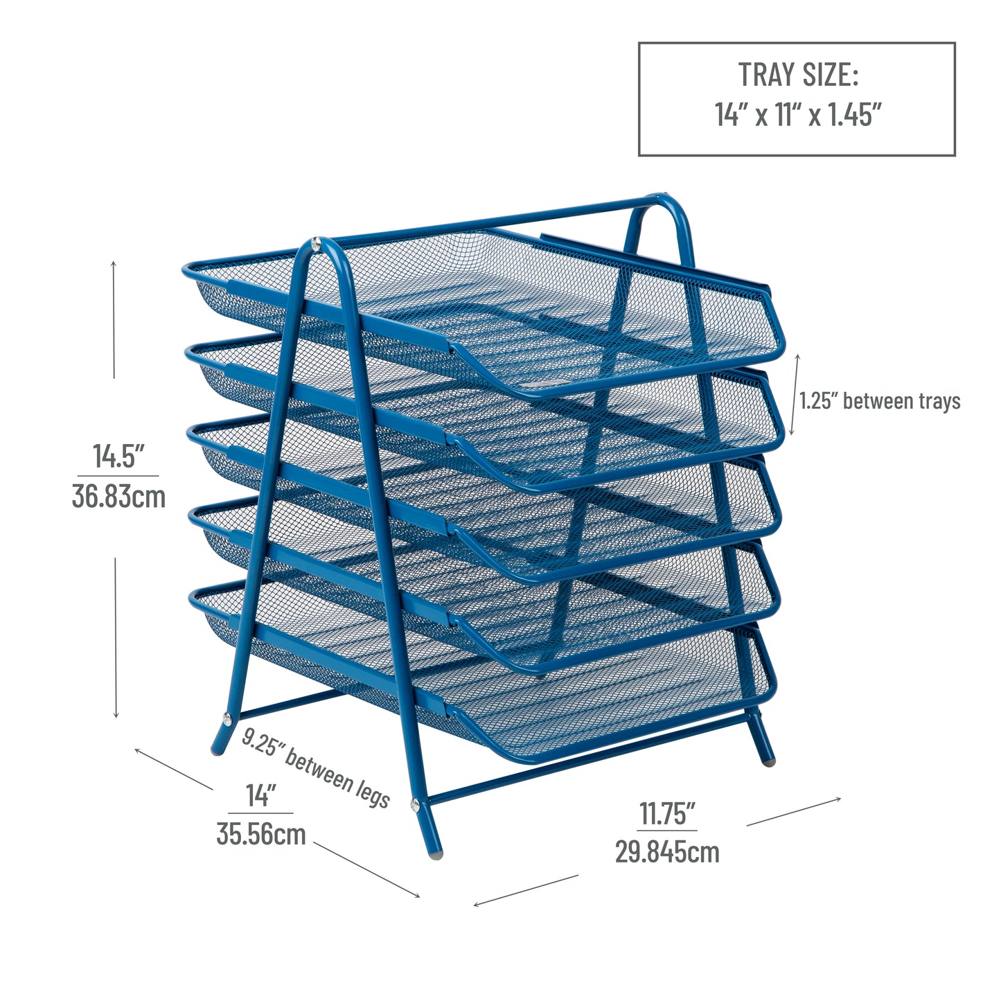 Mind Reader 5-Tier Paper Tray, Desktop Organizer, File Storage, Workspace, Office, Metal Mesh, 11.75"L x 14"W x 14.5"H