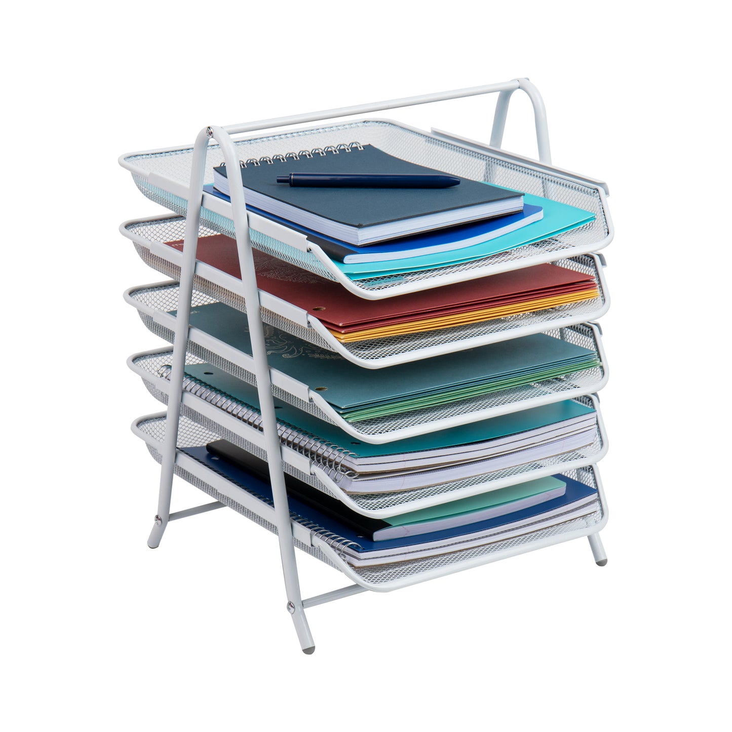 Mind Reader 5-Tier Paper Tray, Desktop Organizer, File Storage, Workspace, Office, Metal Mesh, 11.75"L x 14"W x 14.5"H