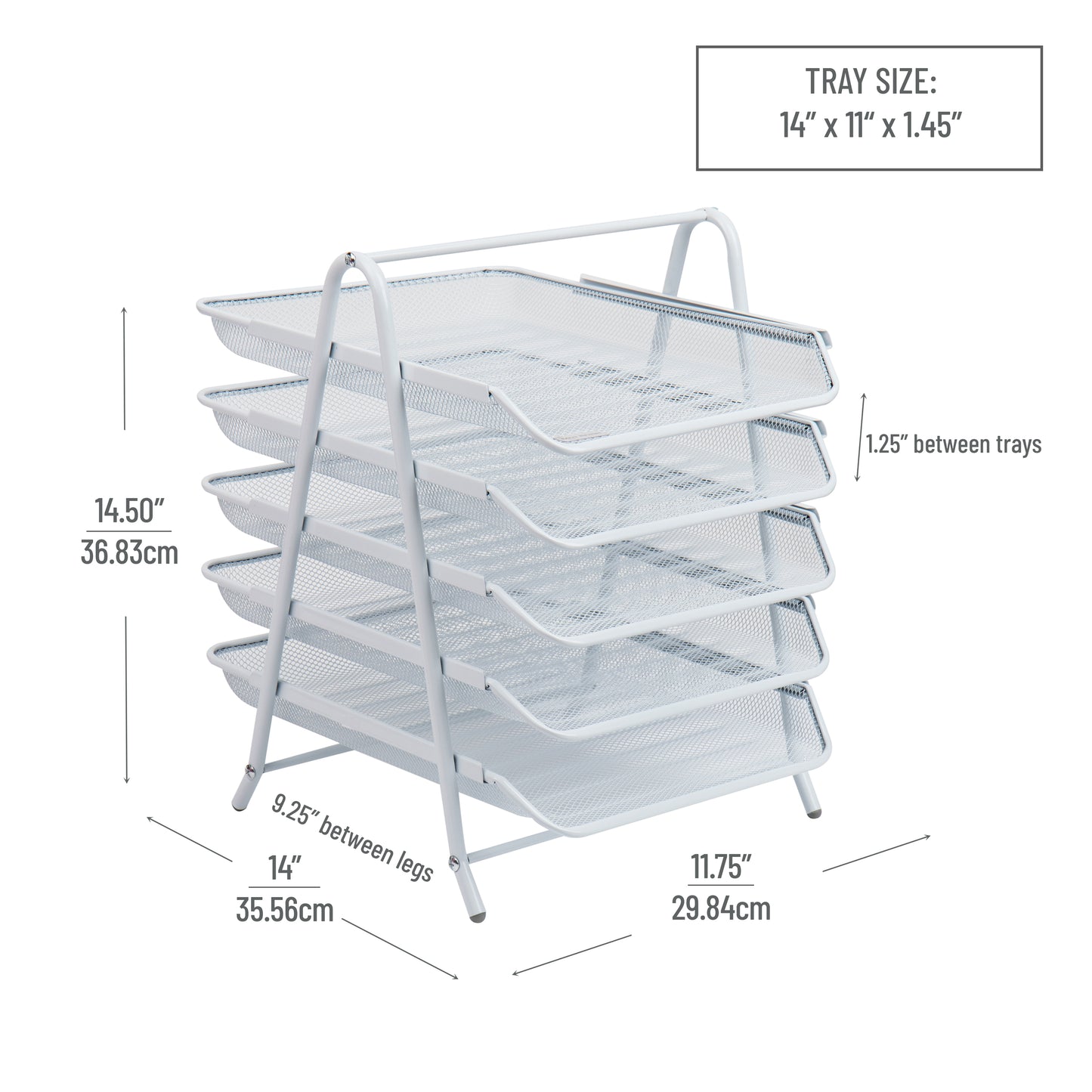 Mind Reader 5-Tier Paper Tray, Desktop Organizer, File Storage, Workspace, Office, Metal Mesh, 11.75"L x 14"W x 14.5"H