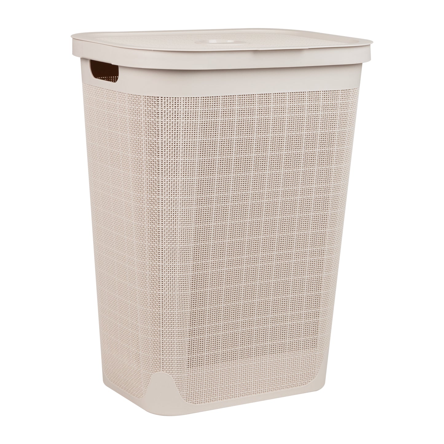 Mind Reader 60L Slim Laundry Hamper, Clothes Basket, Lid, Linen Design, Plastic, 18.25”L x 14.25”W x 23.5”H