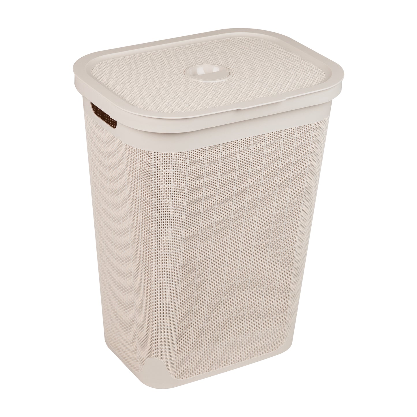 Mind Reader 60L Slim Laundry Hamper, Clothes Basket, Lid, Linen Design, Plastic, 18.25”L x 14.25”W x 23.5”H