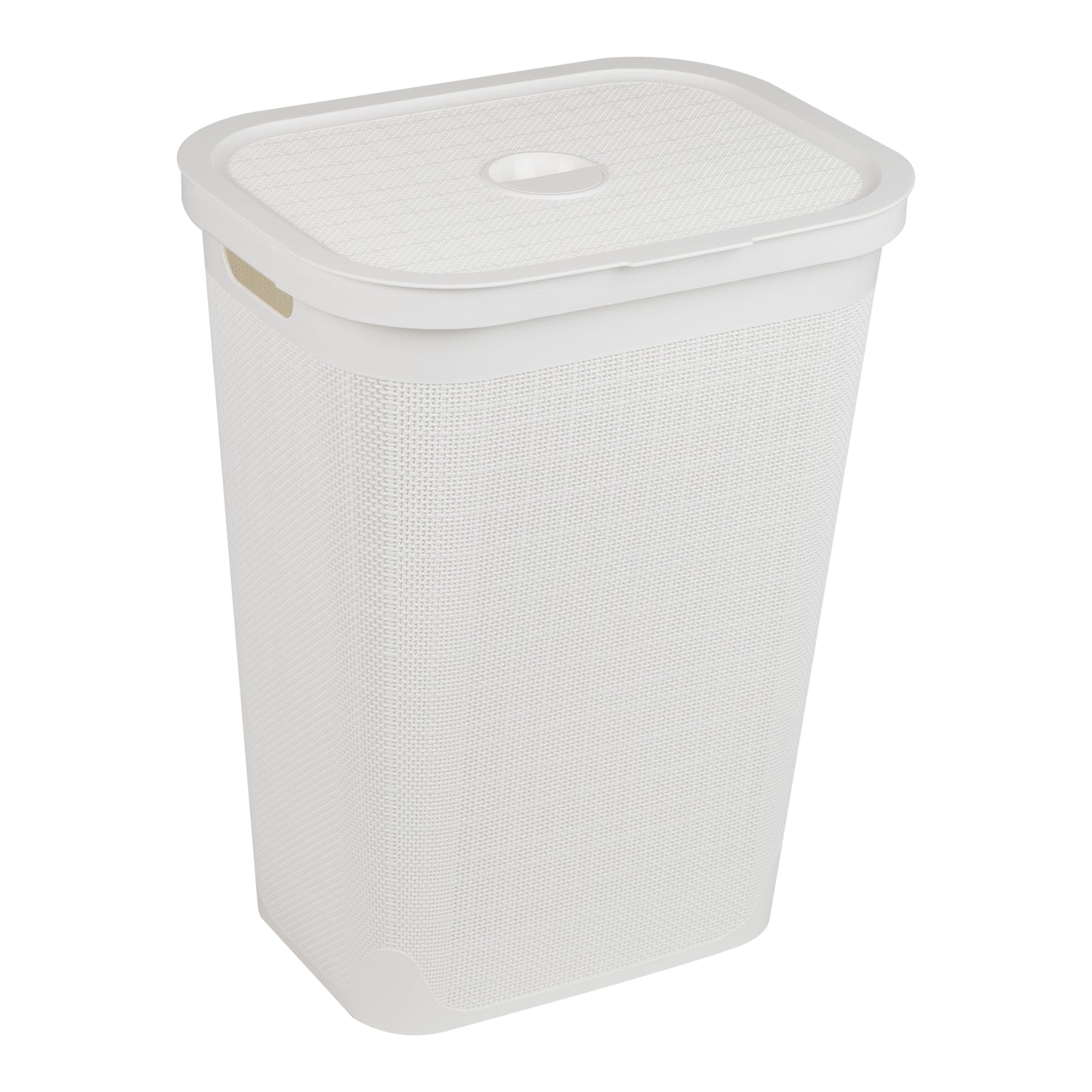 Mind Reader 60L Slim Laundry Hamper, Clothes Basket, Lid, Linen Design, Plastic, 18.25”L x 14.25”W x 23.5”H