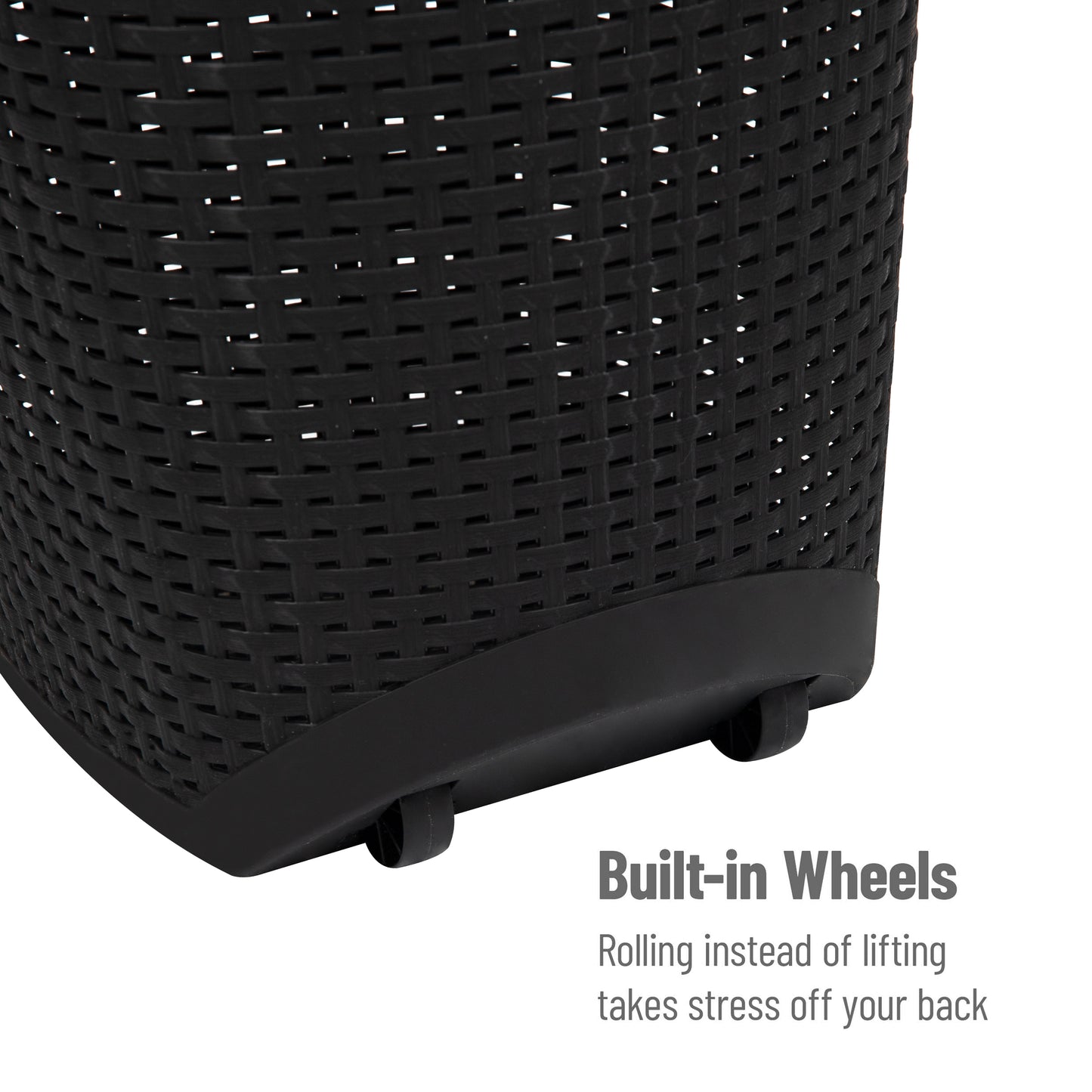 Mind Reader Basket Collection, Mobile Laundry Hamper, 61 Liter (15kg/33lbs) Capacity, Black