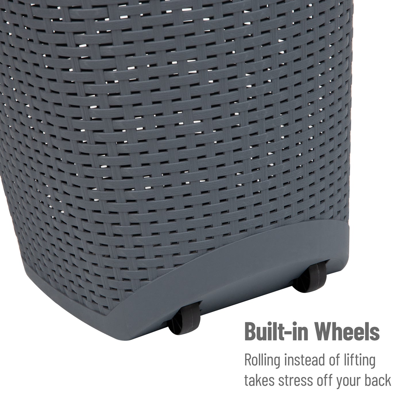Mind Reader Basket Collection, Mobile Laundry Hamper, 61 Liter (15kg/33lbs) Capacity, Black
