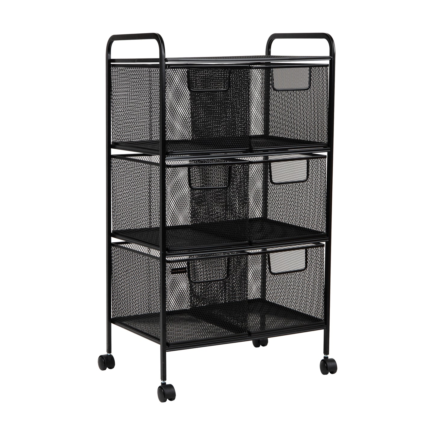Mind Reader Multipurpose Rolling Cart with Drawers, Office Storage Organizer, Utility Cart, Metal Mesh, Black