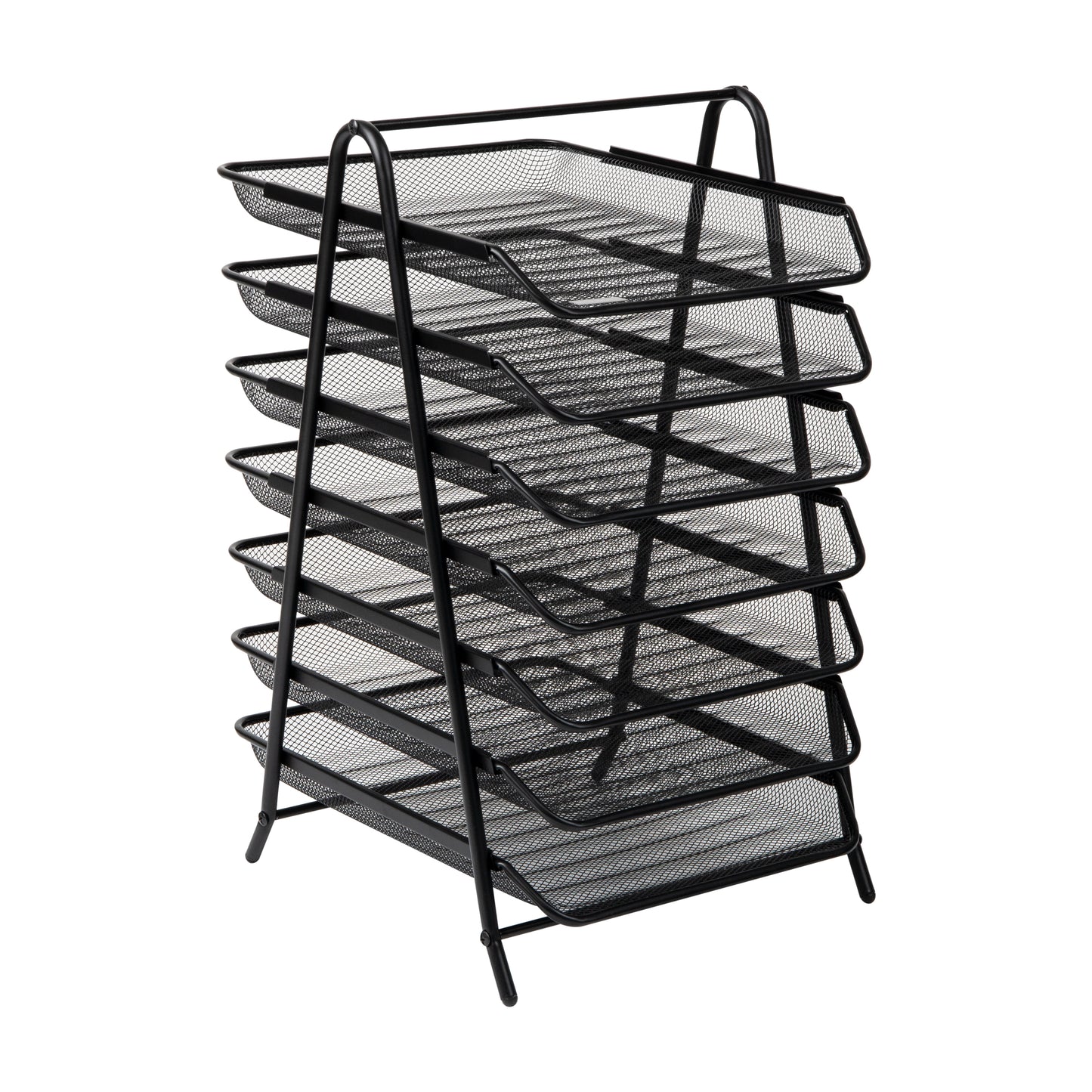Mind Reader 7-Tier Paper Tray, Desktop Organizer, File Storage, Office, Metal Mesh, 11.75"L x 13.75"W x 20"H, Black