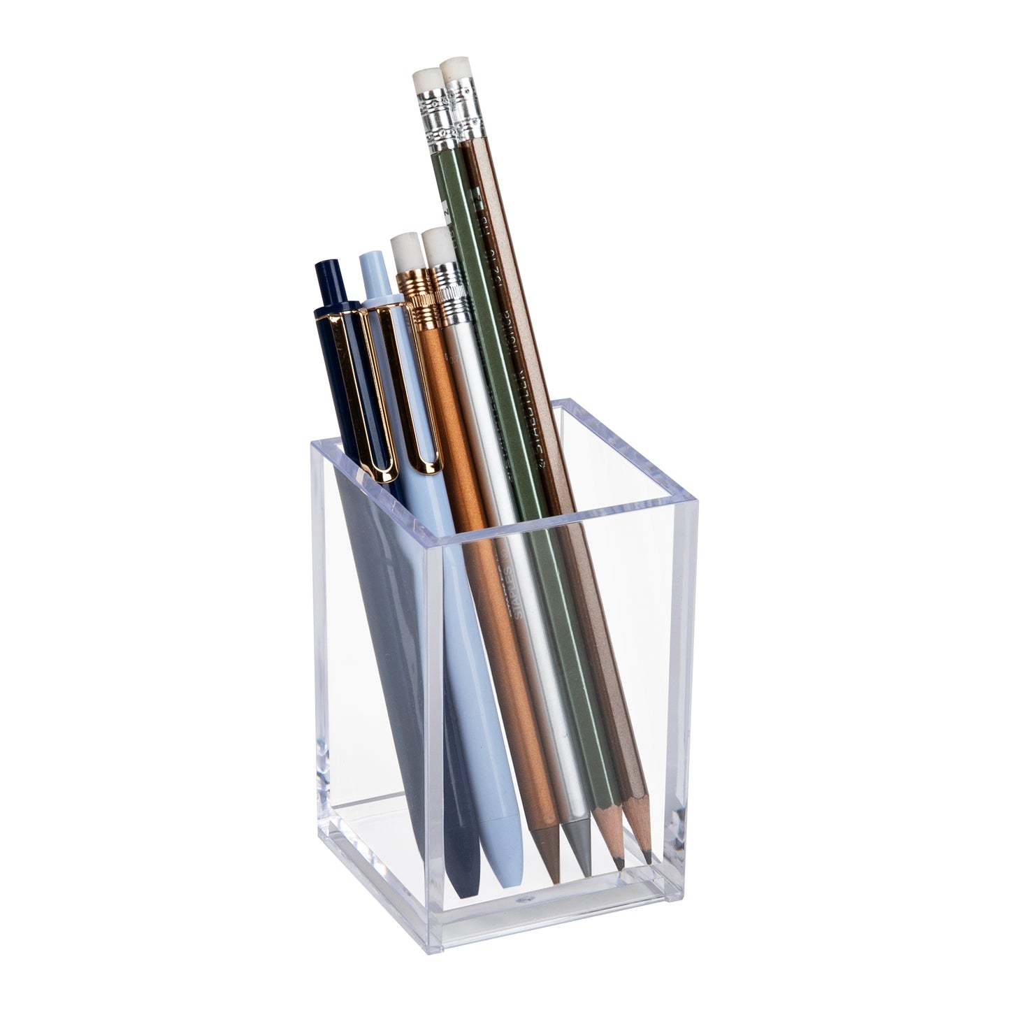 Mind Reader Pen Cup, Accessory Holder, Desktop Organization, Office, Acrylic, 2.5"L x 2.5"W x 4"H, Clear