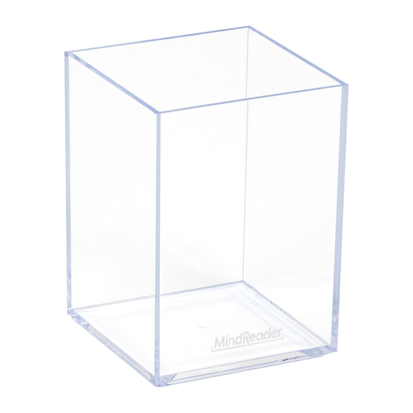 Mind Reader Pen Cup, Accessory Holder, Desktop Organization, Office, Acrylic, 2.5"L x 2.5"W x 4"H, Clear
