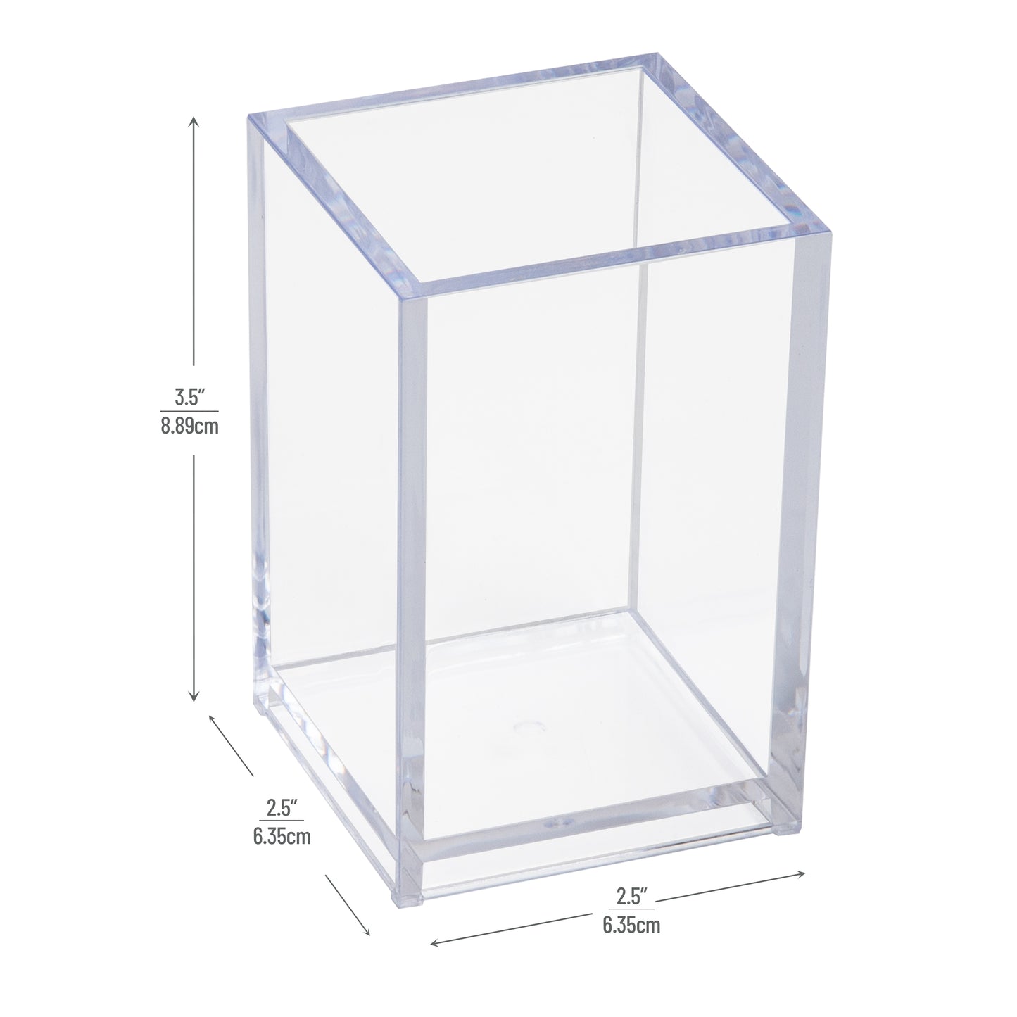 Mind Reader Pen Cup, Accessory Holder, Desktop Organization, Office, Acrylic, 2.5"L x 2.5"W x 4"H, Clear