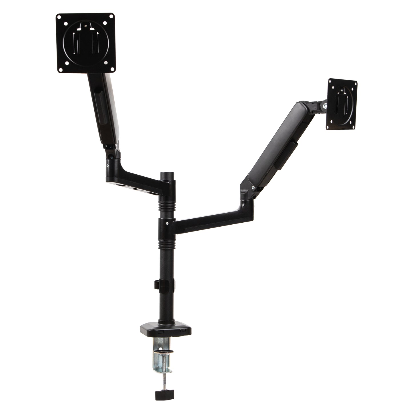 Mind Reader Dual Monitor Arm for 13–32 Inch Screens, Gas Spring VESA Desk Mount, ±180° Rotation, ±65° Tilt, ±180° Swivel, Holds up to 19.8 lbs Each, Integrated Cable Management, Black