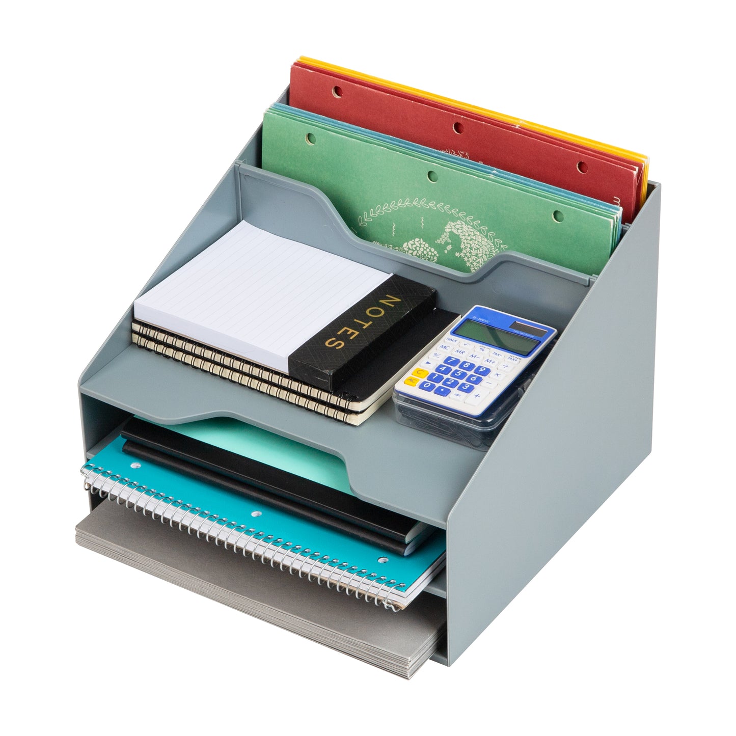 Mind Reader Desktop Organizer, Vertical File Holder, Paper Trays, Office, Plastic, 12.5"L x 11.75"W x 9.5"H, Beige